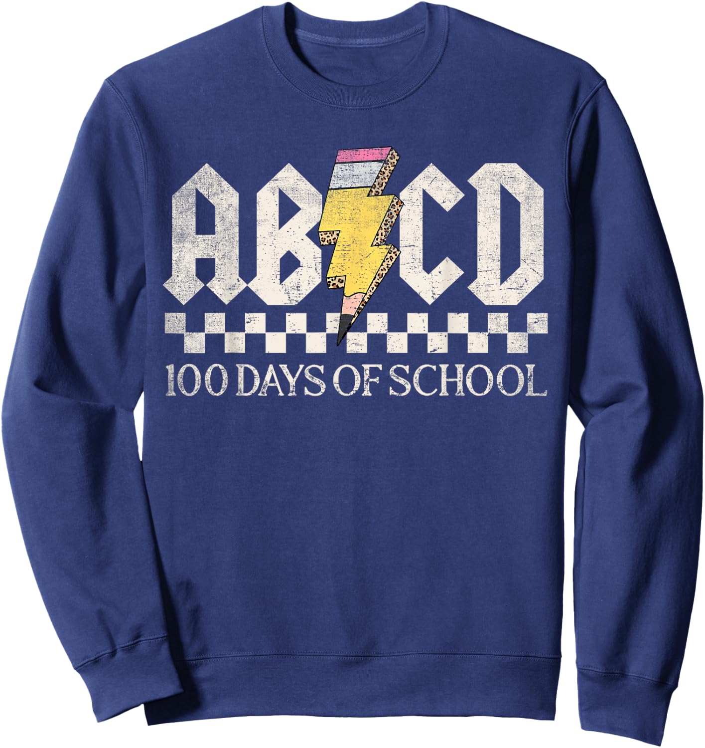 Boys Girls Teachers Rock 100 Days Of School ABCD 100th Day Sweatshirt - Sweatshirt | Navy