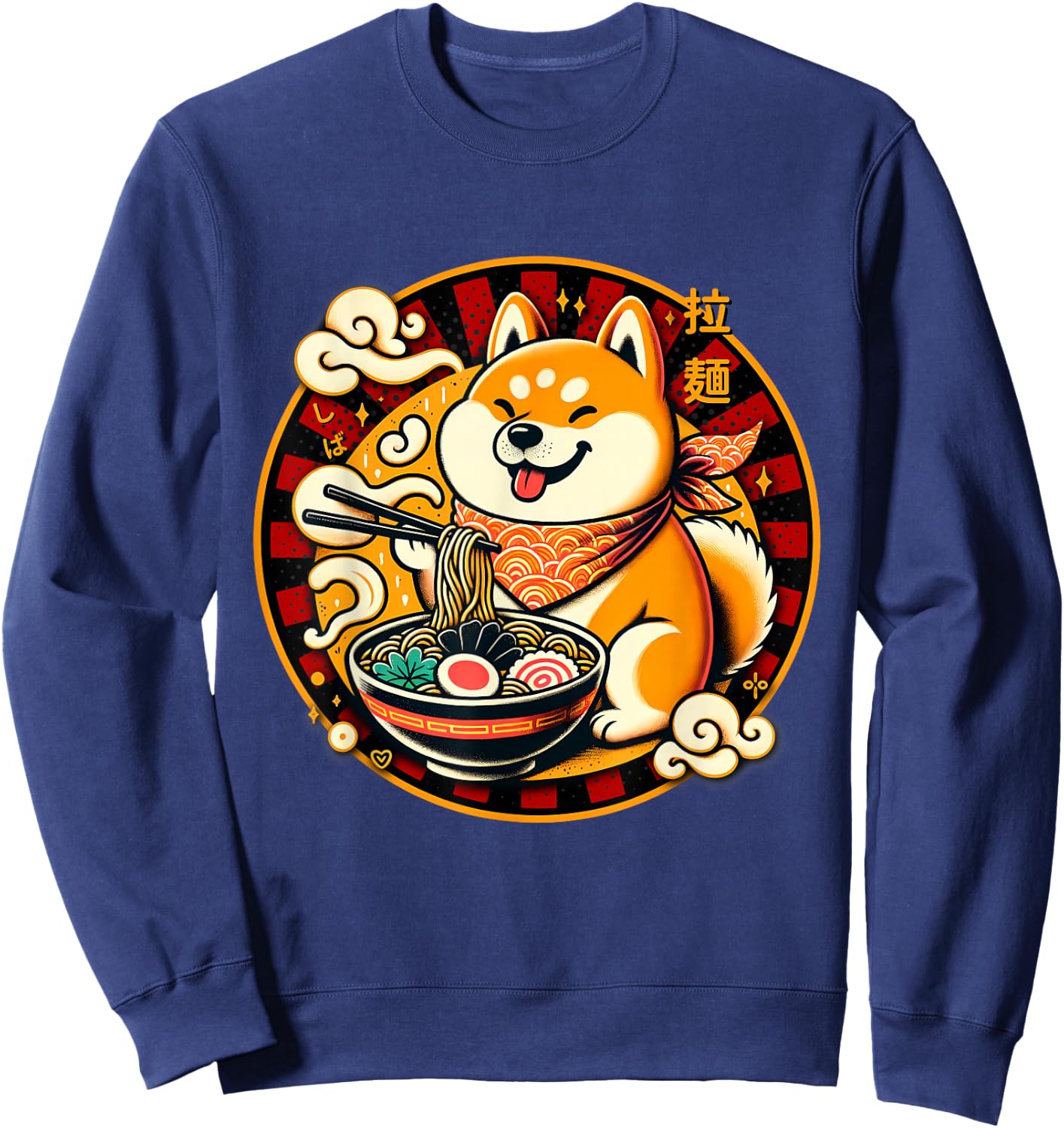 Shiba Ramen Bowl Japanese Love Noodles Cute Dog Inu Kawaii Sweatshirt - Sweatshirt | Navy