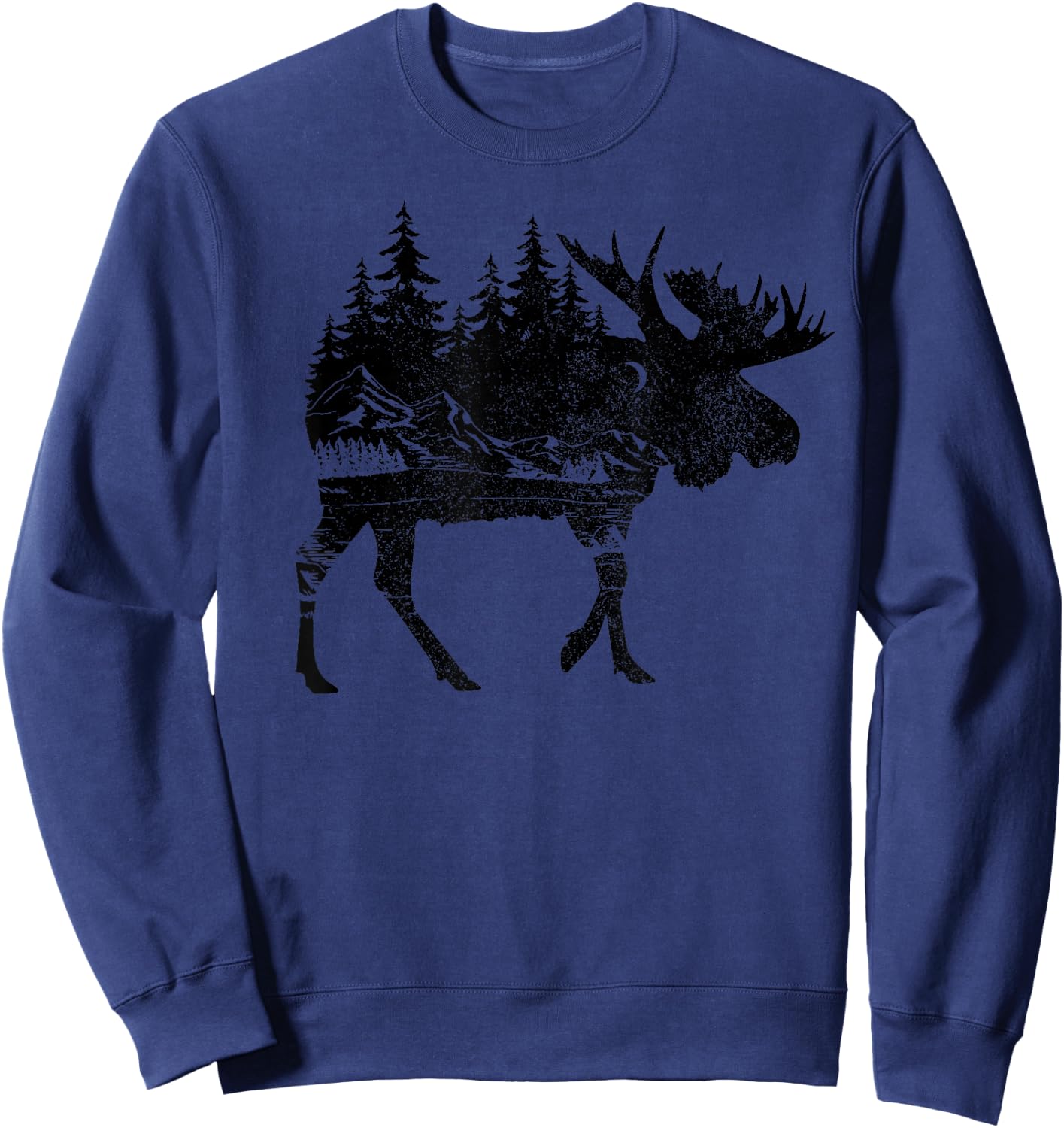 Moose Nature Alaska Hiking Fishing Camping Hunting Sweatshirt - Sweatshirt | Navy