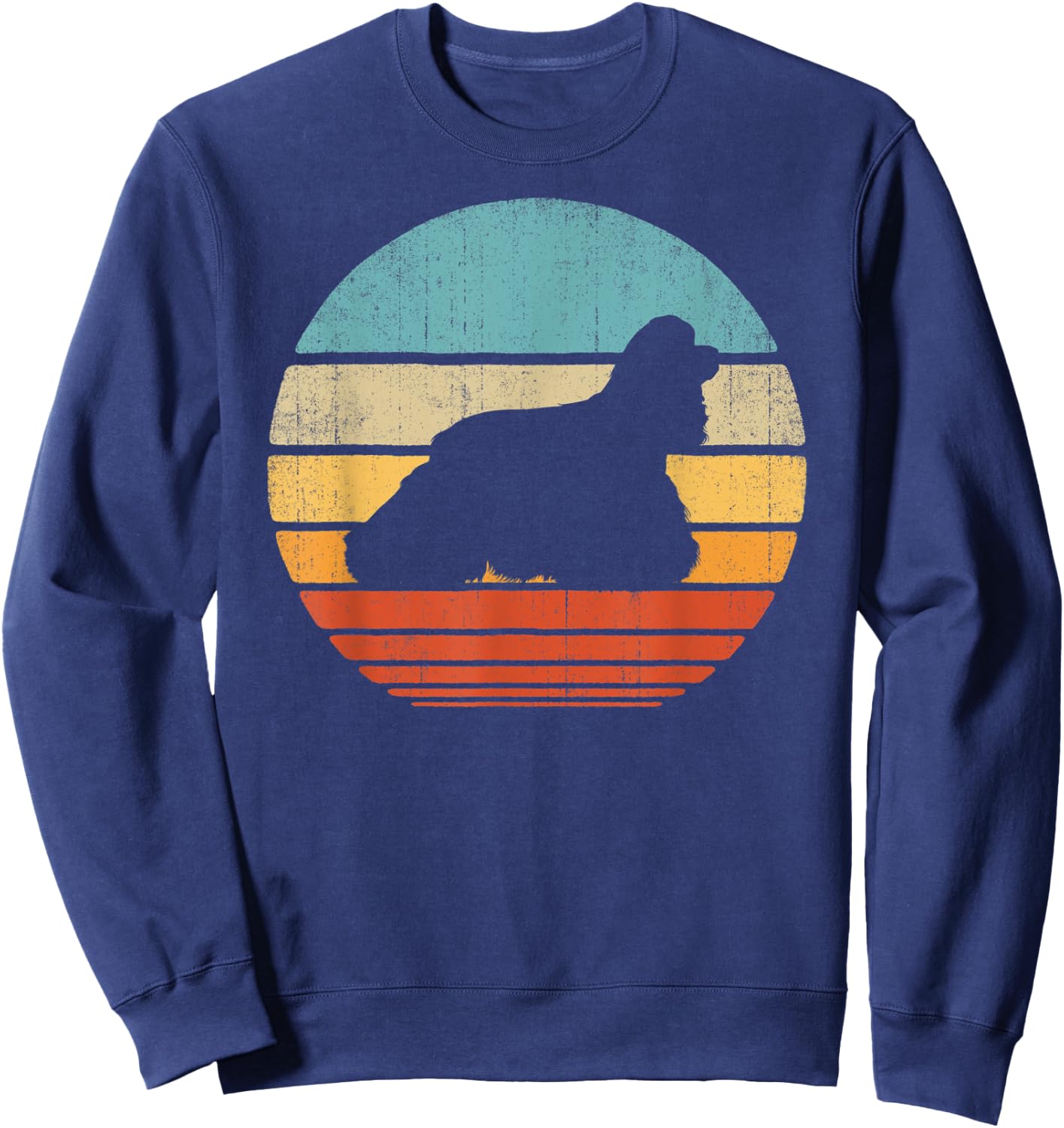 Cocker Spaniel Retro Vintage 60s 70s Sunset Dog Lovers Men Sweatshirt - Sweatshirt | Navy