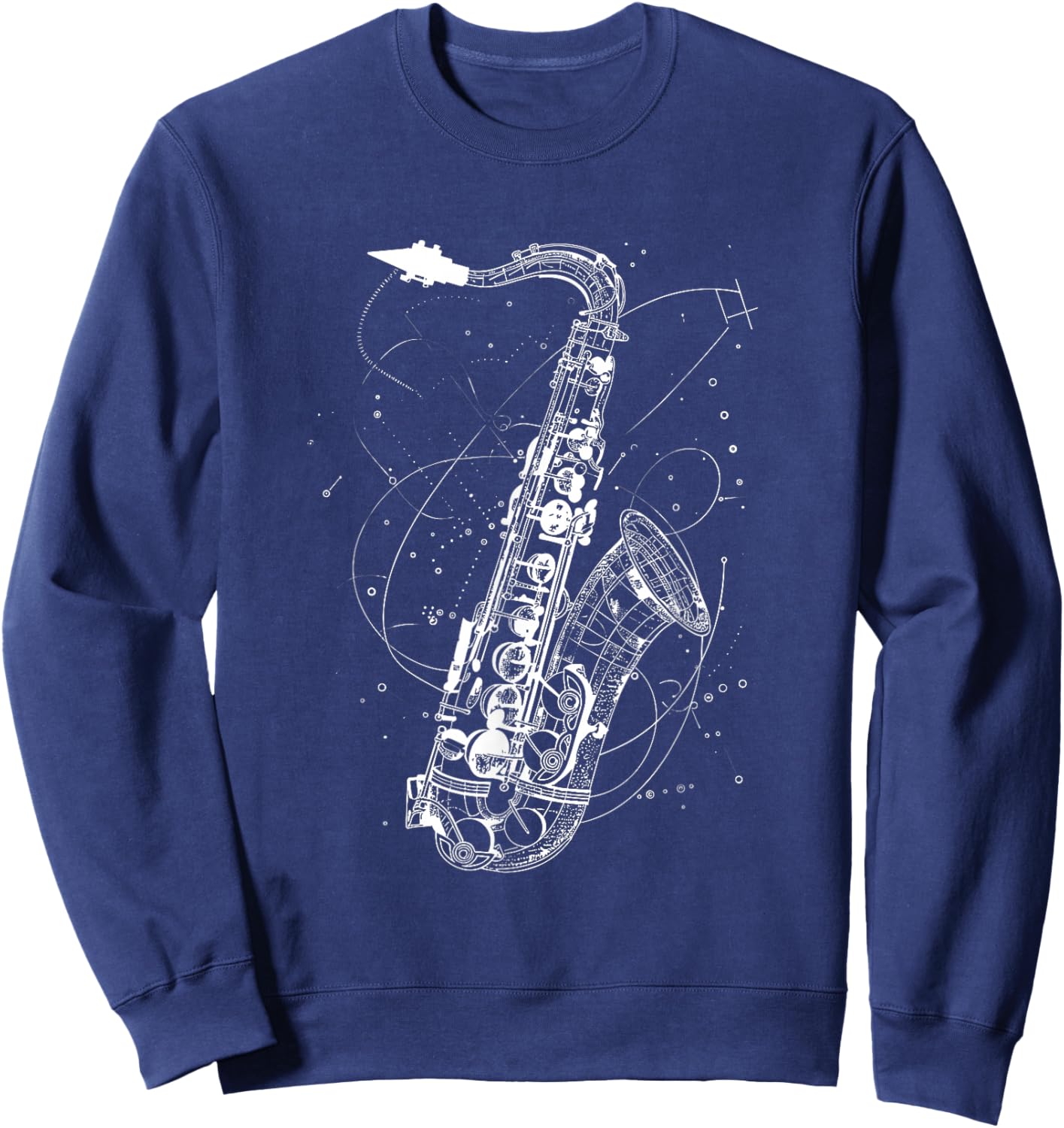 Saxophone Sketch Jazz Music Orchestra Sweatshirt - Sweatshirt | Navy
