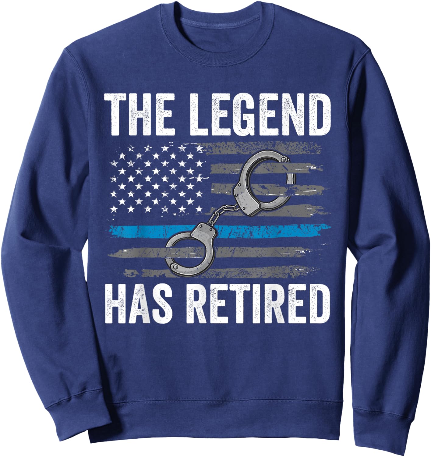 Retired Police Officer Shirt Thin Blue Line Flag Retirement Sweatshirt - Sweatshirt | Navy