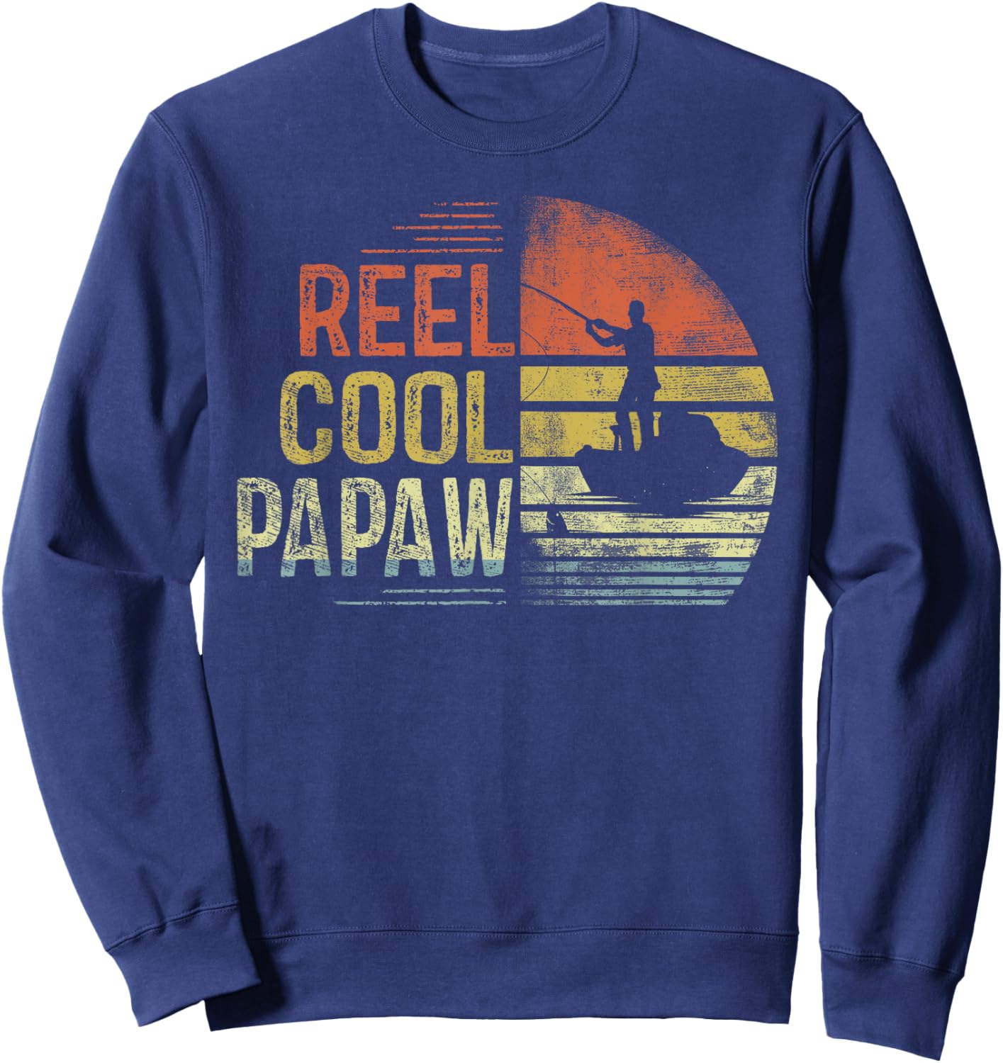 Reel Cool Papaw Fishing Gifts Papaw Birthday Vintage , Small, Black Sweatshirt - Sweatshirt | Navy