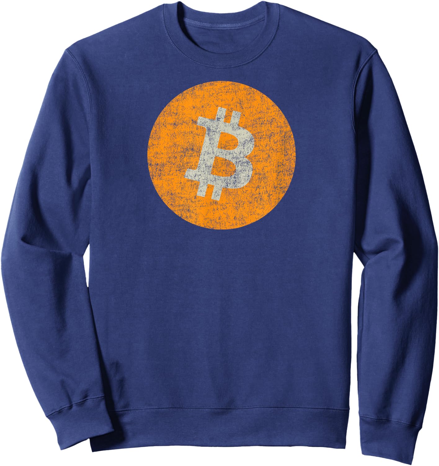 Bitcoin Shirt - Vintage Distressed Bitcoin Logo - Bitcoin Sweatshirt - Sweatshirt | Navy