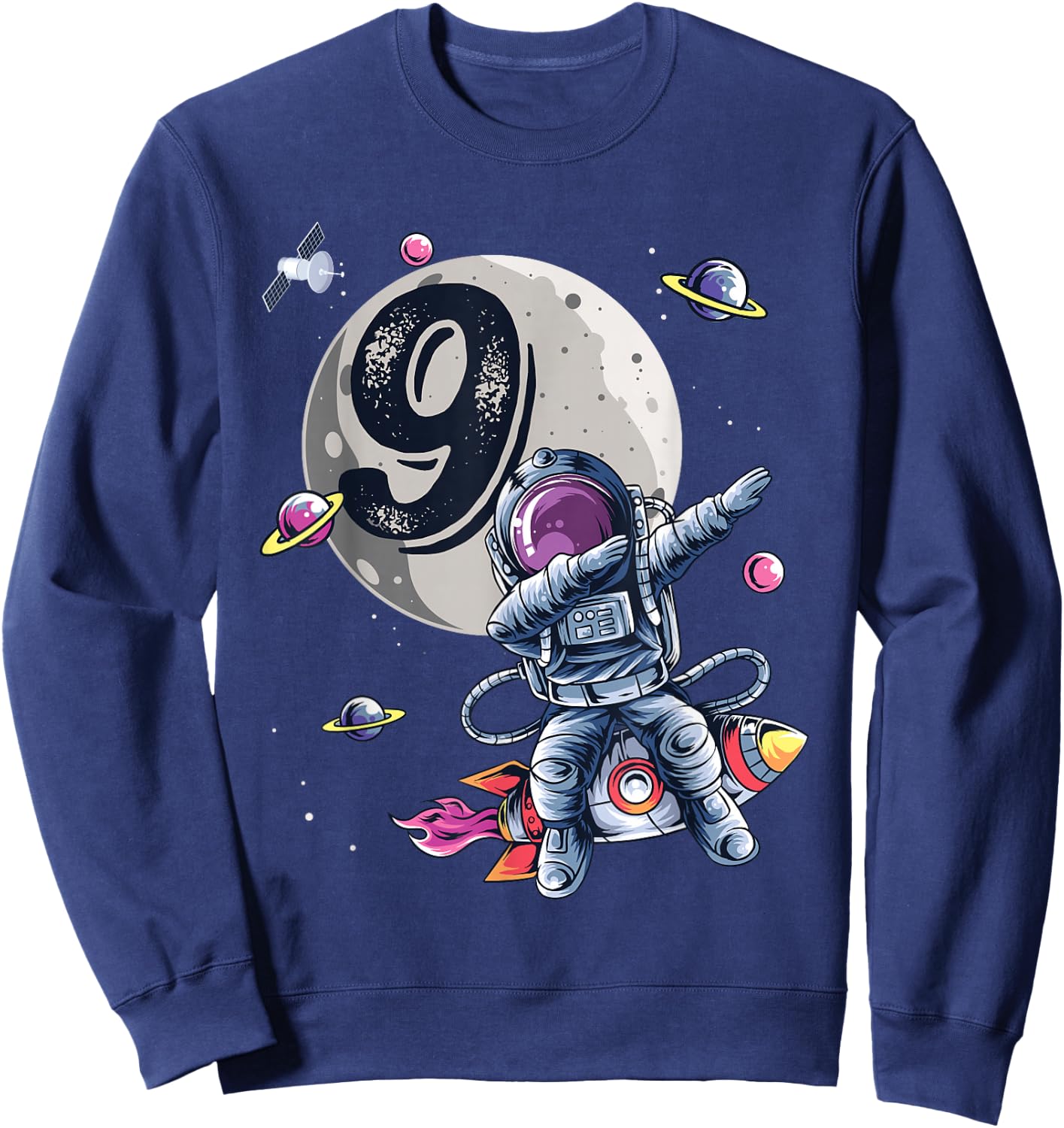 9 Years Old Birthday Boy Astronaut Gifts Space 9th B-Day Sweatshirt - Sweatshirt | Navy