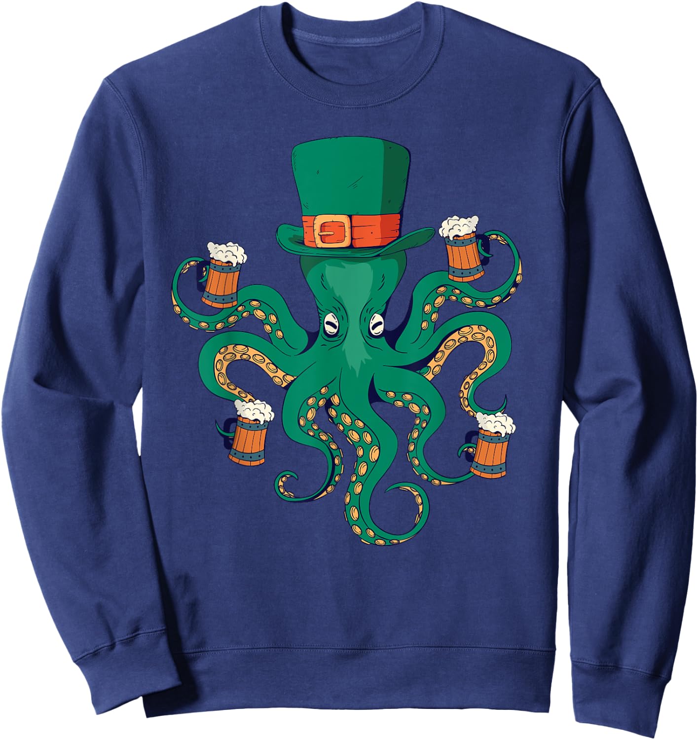St. Patricks Day Irish Octopus Kraken Beer Party Funny Gift Sweatshirt - Sweatshirt | Navy