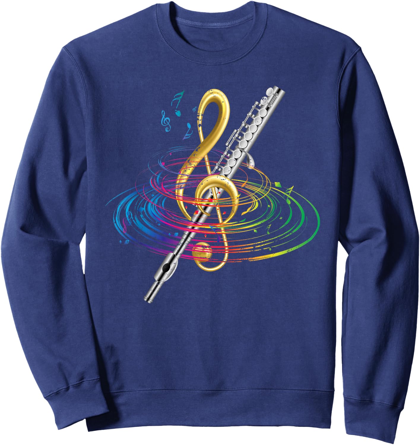 Classical Music Treble Clef Flutist Gift Flute Sweatshirt - Sweatshirt | Navy