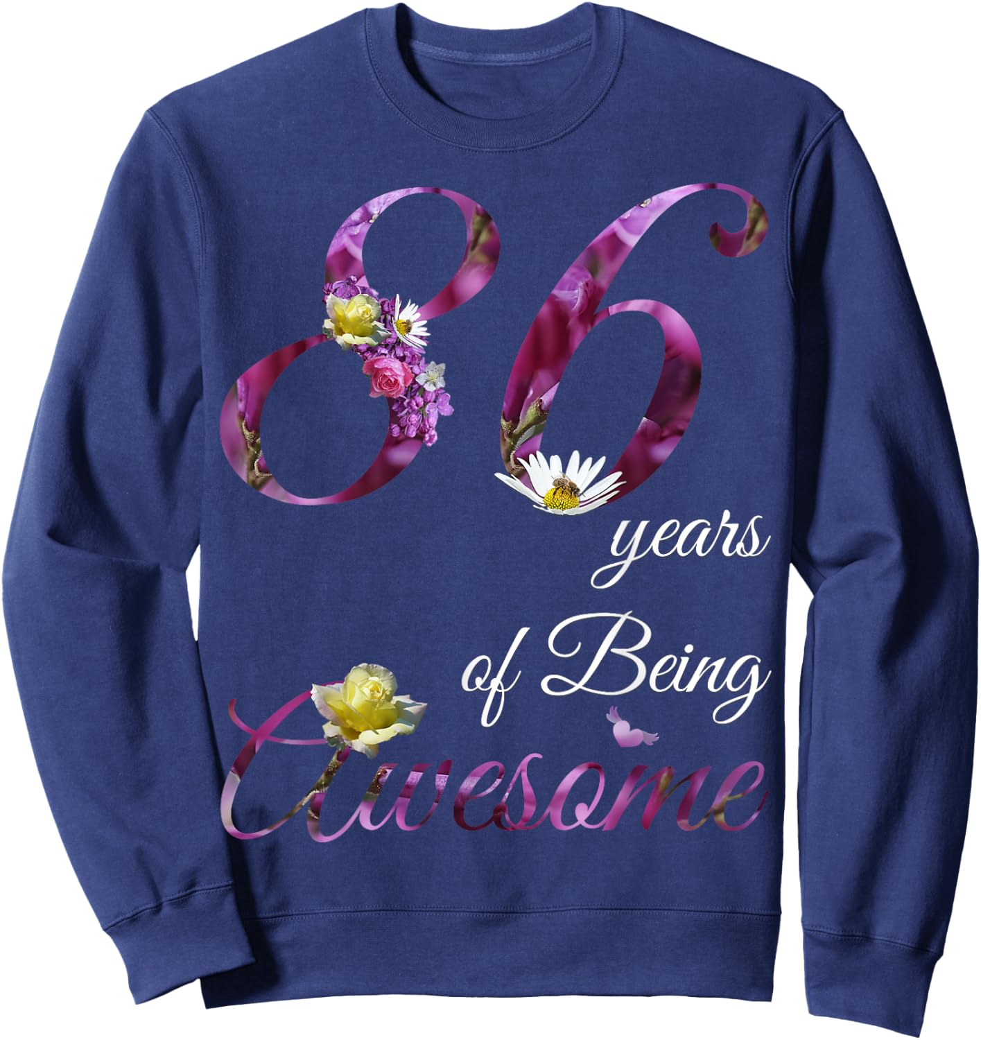 86 Year Old Shirt Awesome Floral 1939 86th Birthday Gift Sweatshirt - Sweatshirt | Navy