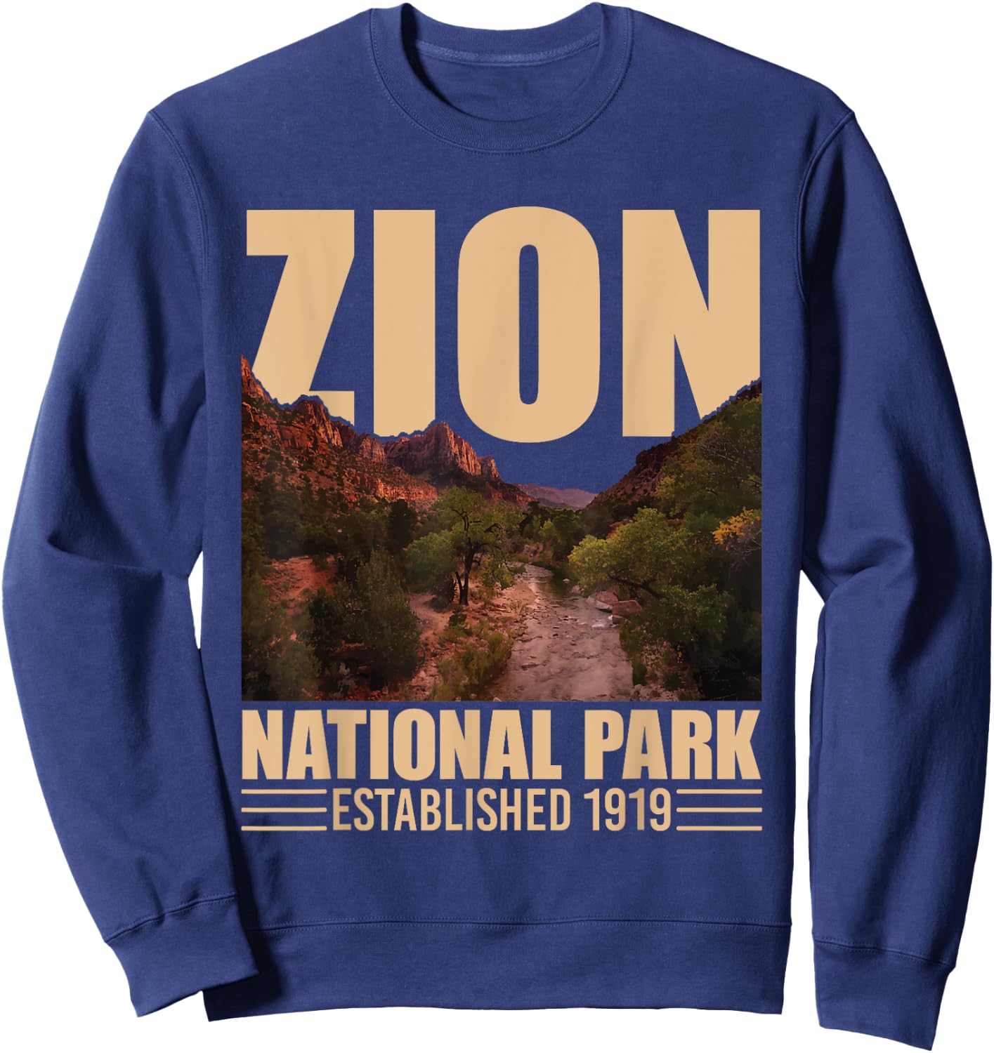 Zion National Park - Retro Hiking & Camping Lover Sweatshirt - Sweatshirt | Navy