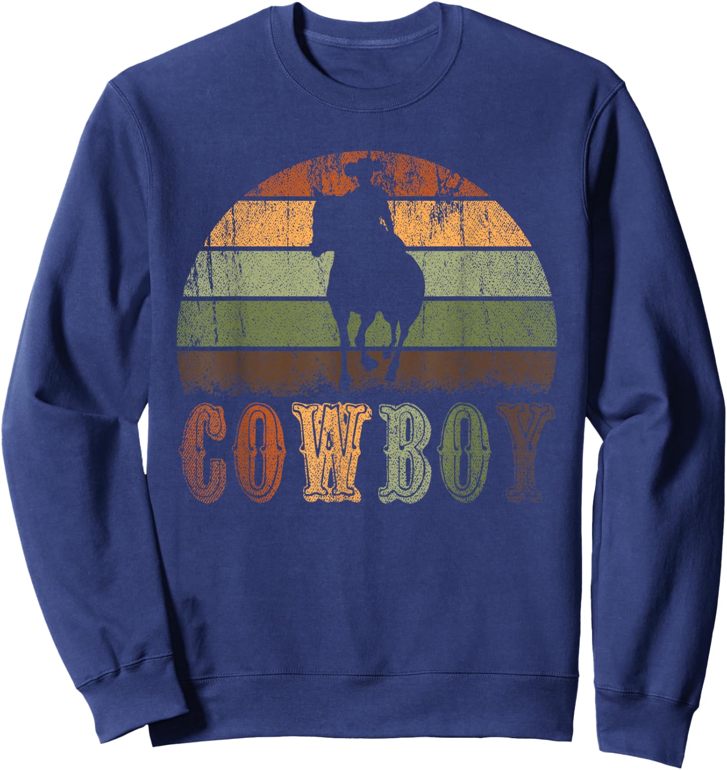 Retro Horseback Riding Rodeo Western Line Dance Horse Cowboy Sweatshirt - Sweatshirt | Navy