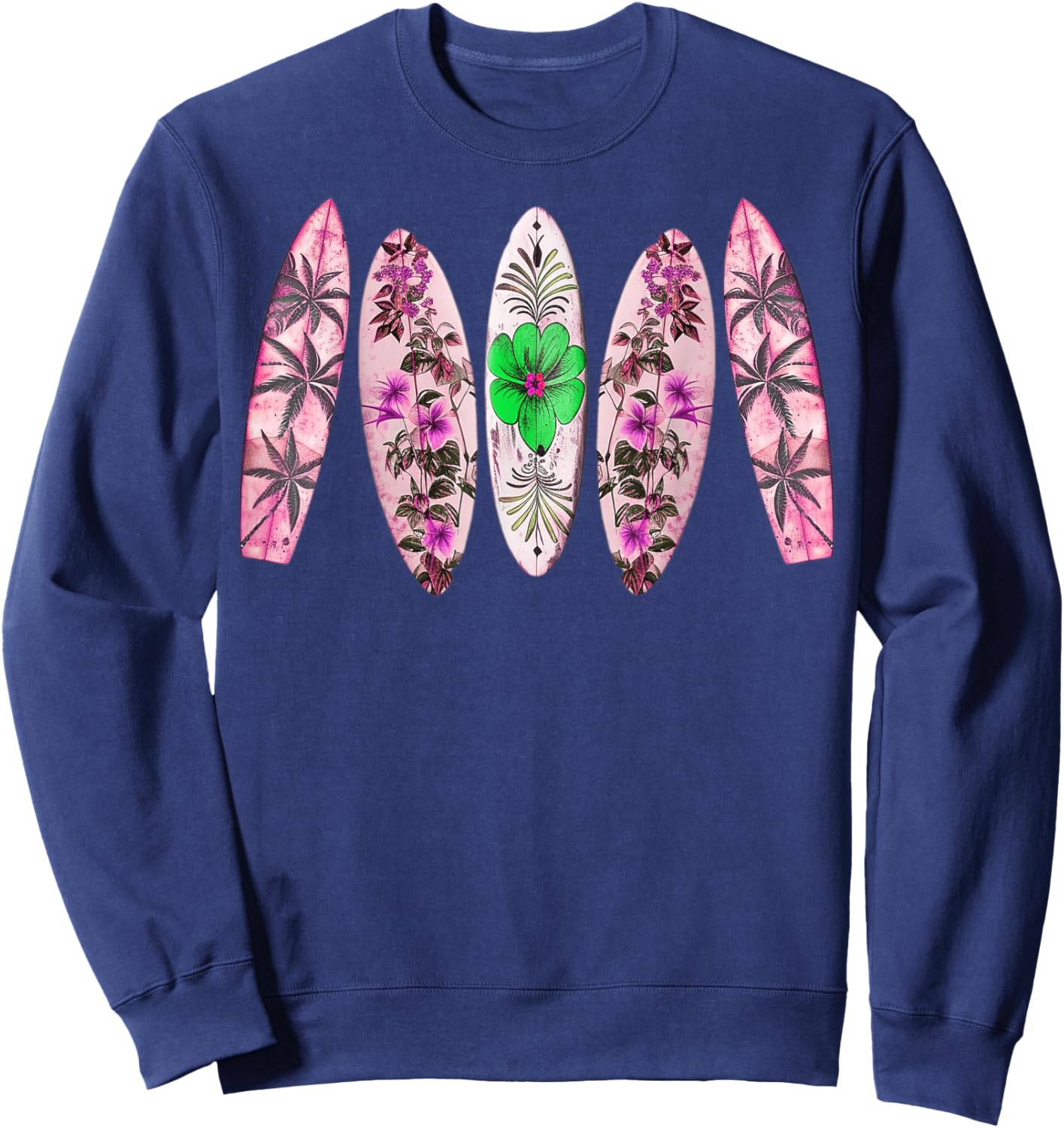 Surfing Surfboard Vintage Retro Surfboarder Beach Surfing Sweatshirt - Sweatshirt | Navy
