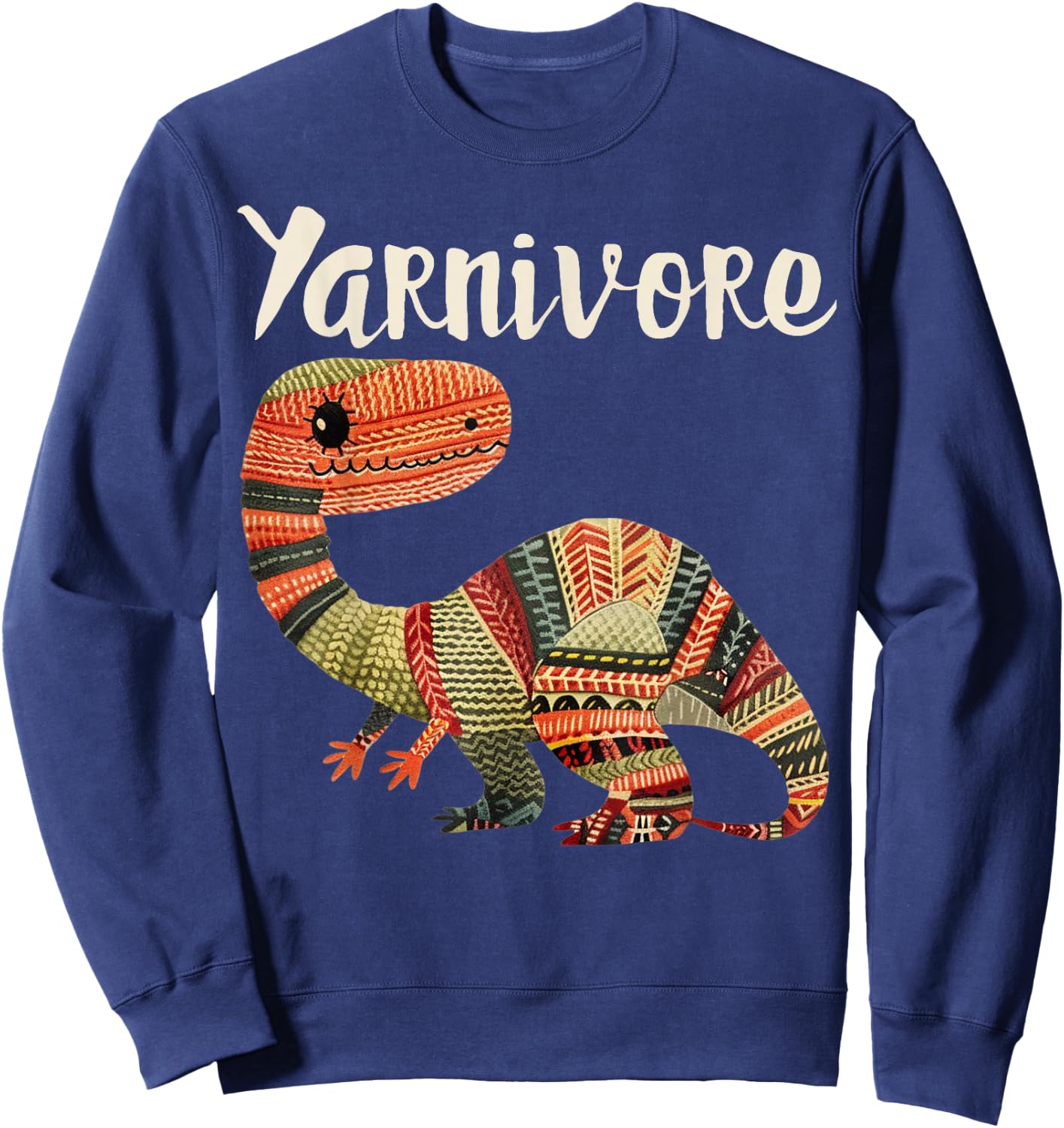 Yarnivore Funny Cute Crochet Knitting Yarn Dinosaur Sweatshirt - Sweatshirt | Navy