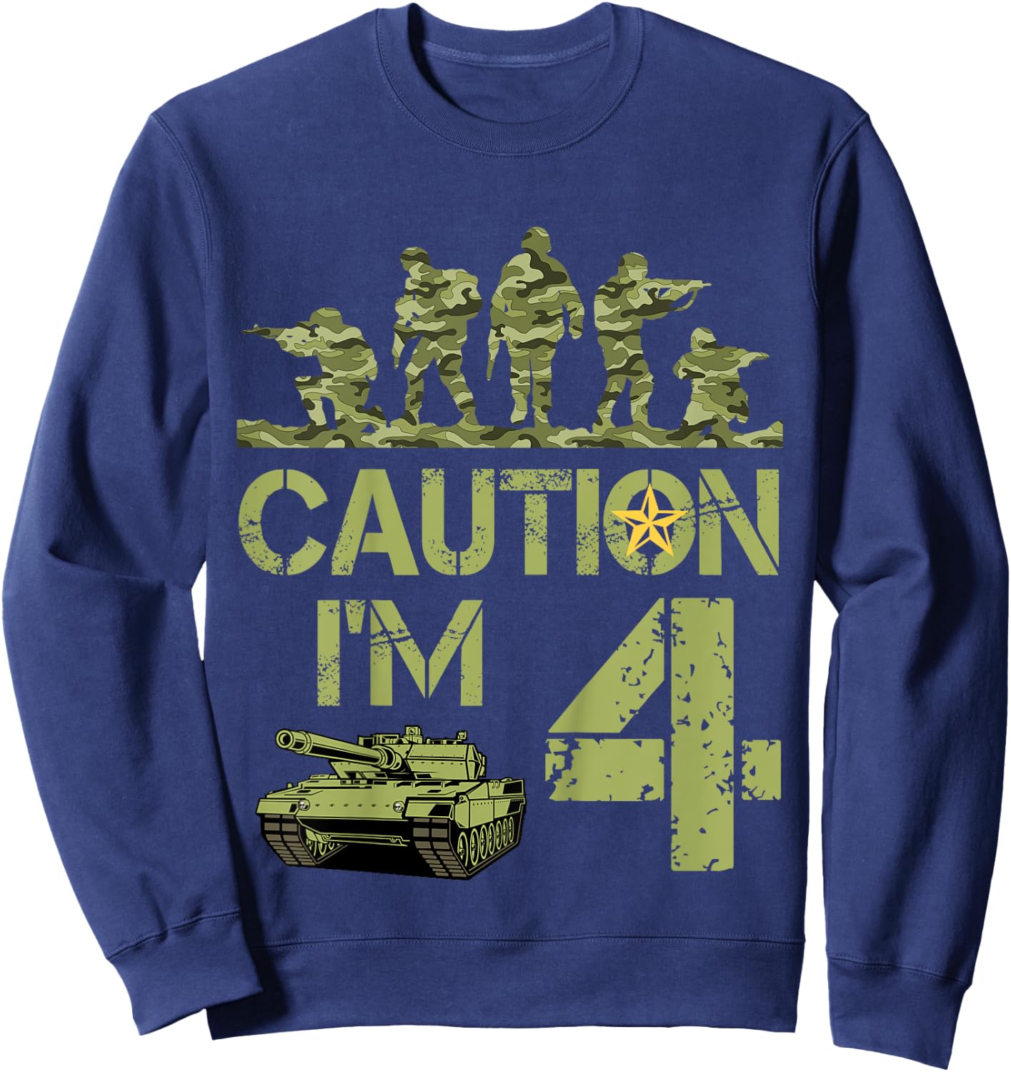 Kids 4th Birthday Military I'm 4 Year Old Soldier Camo 4 Birthday Sweatshirt - Sweatshirt | Navy