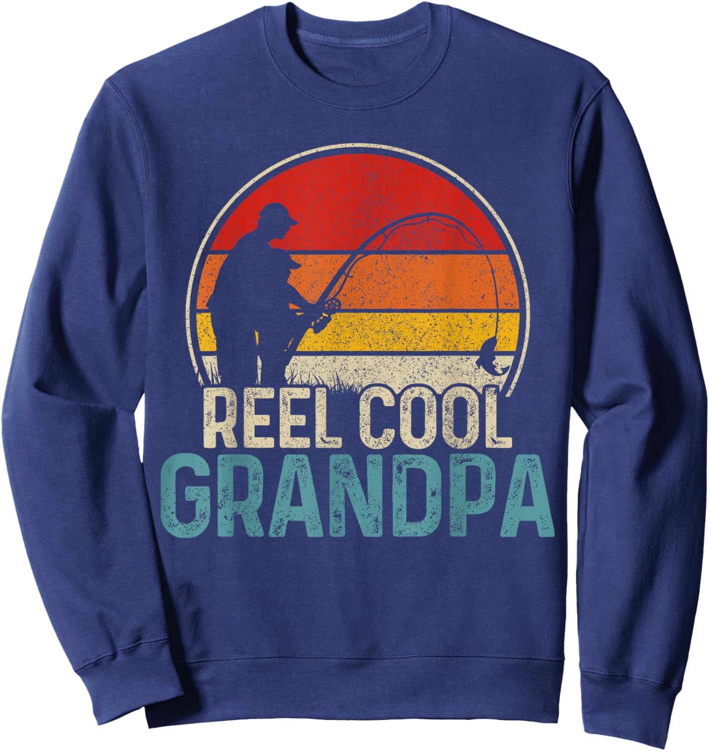Reel Cool Grandpa Funny Fishing Vintage Fisherman Gift Sweatshirt - Sweatshirt | Navy