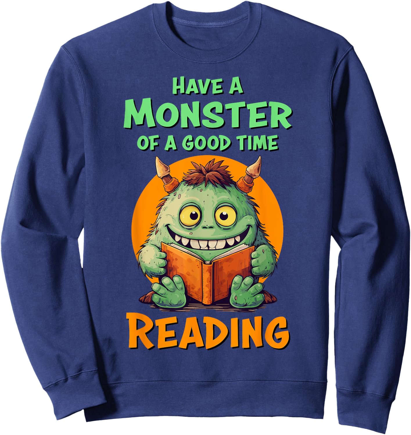 Funny Halloween Teacher Librarian Monster Reading Books Men Women Kids Sweatshirt - Sweatshirt | Navy