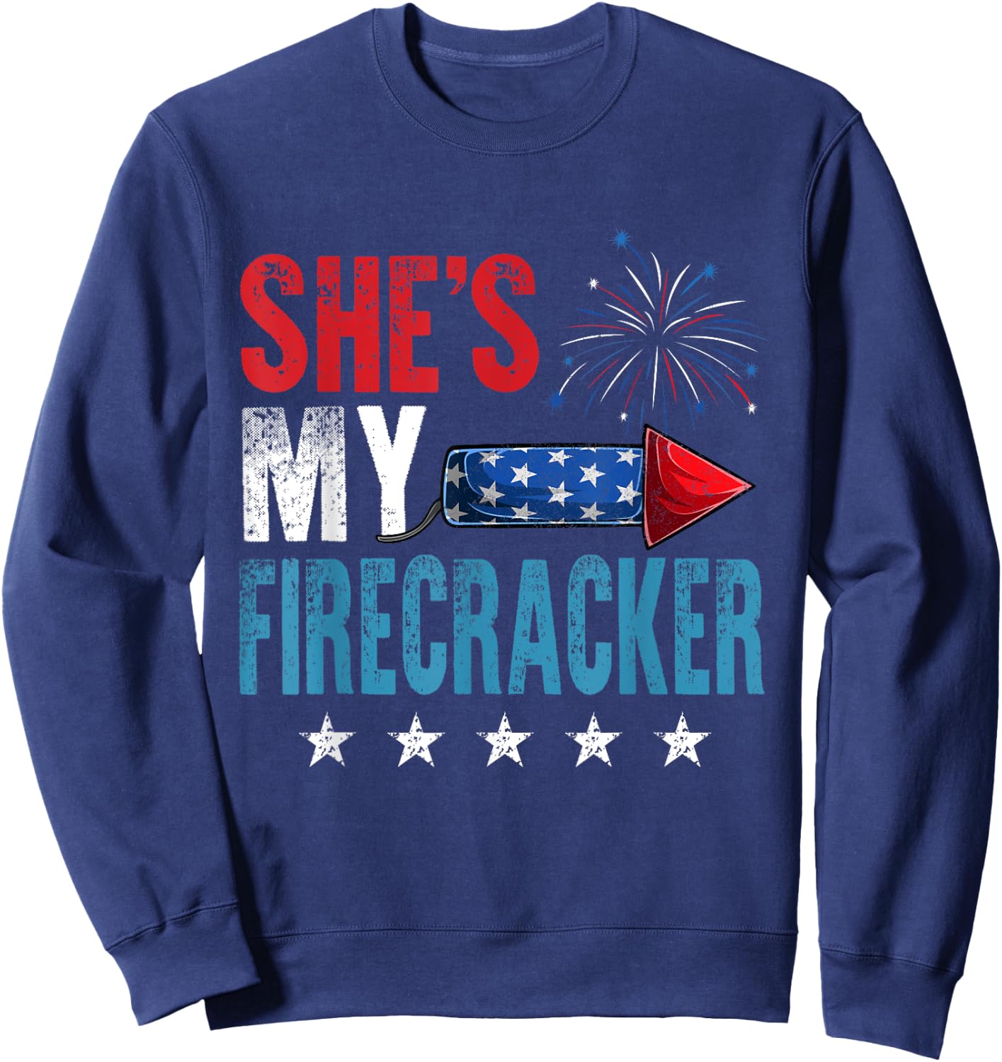 She's My Firecracker His And Hers 4th July Matching Couples Sweatshirt - Sweatshirt | Navy