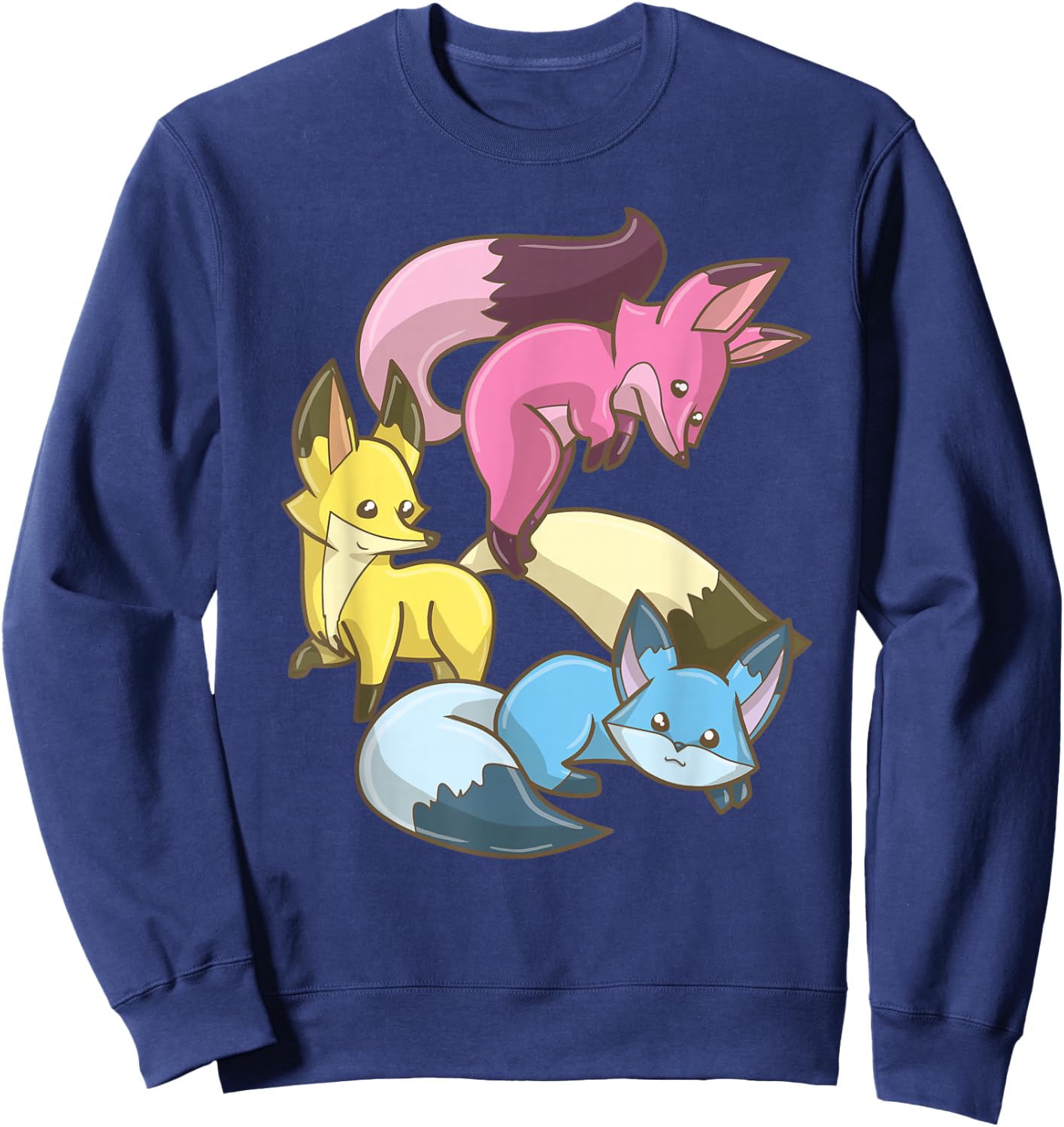 Pansexual Fox, Kawaii Pastel Goth Anime Art Subtle Pan Pride Sweatshirt - Sweatshirt | Navy