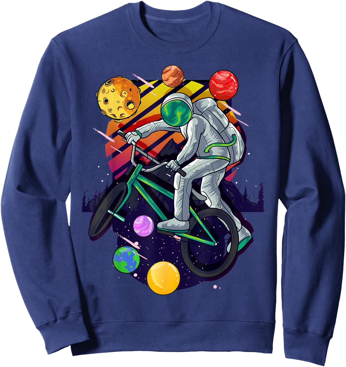 Solar System Astronaut Space on BMX Bike in Planets for Kids Sweatshirt - Sweatshirt | Navy