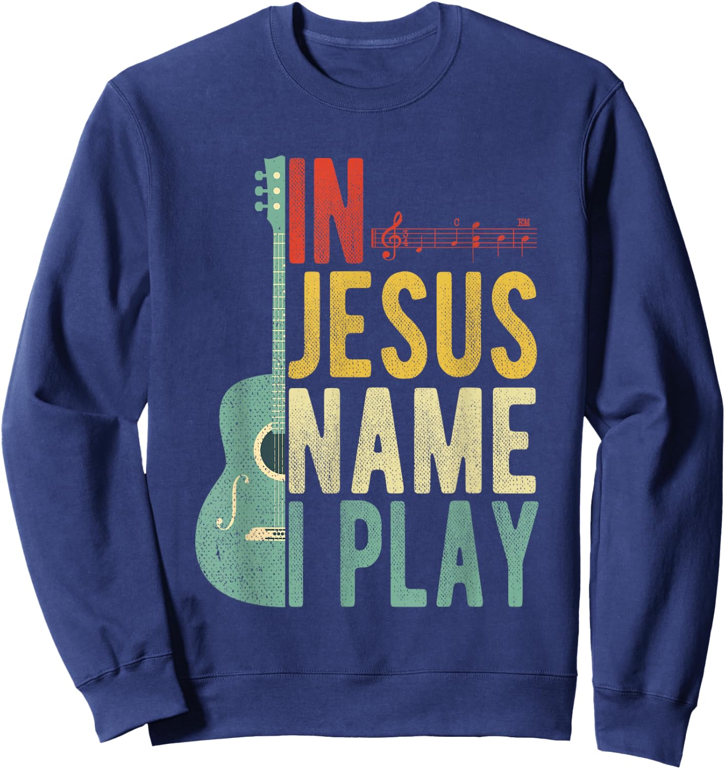 In Jesus Name I Play Guitar Sweatshirt - Sweatshirt | Navy