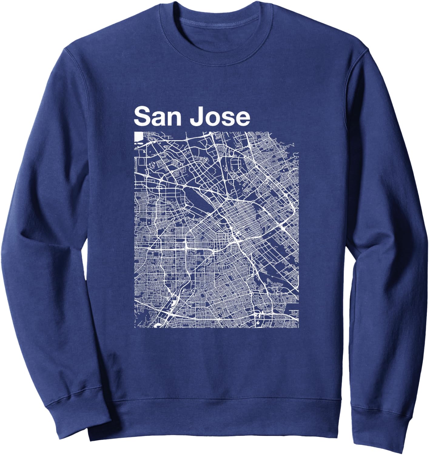San Jose California Vintage Style Home City Street Map Sweatshirt - Sweatshirt | Navy
