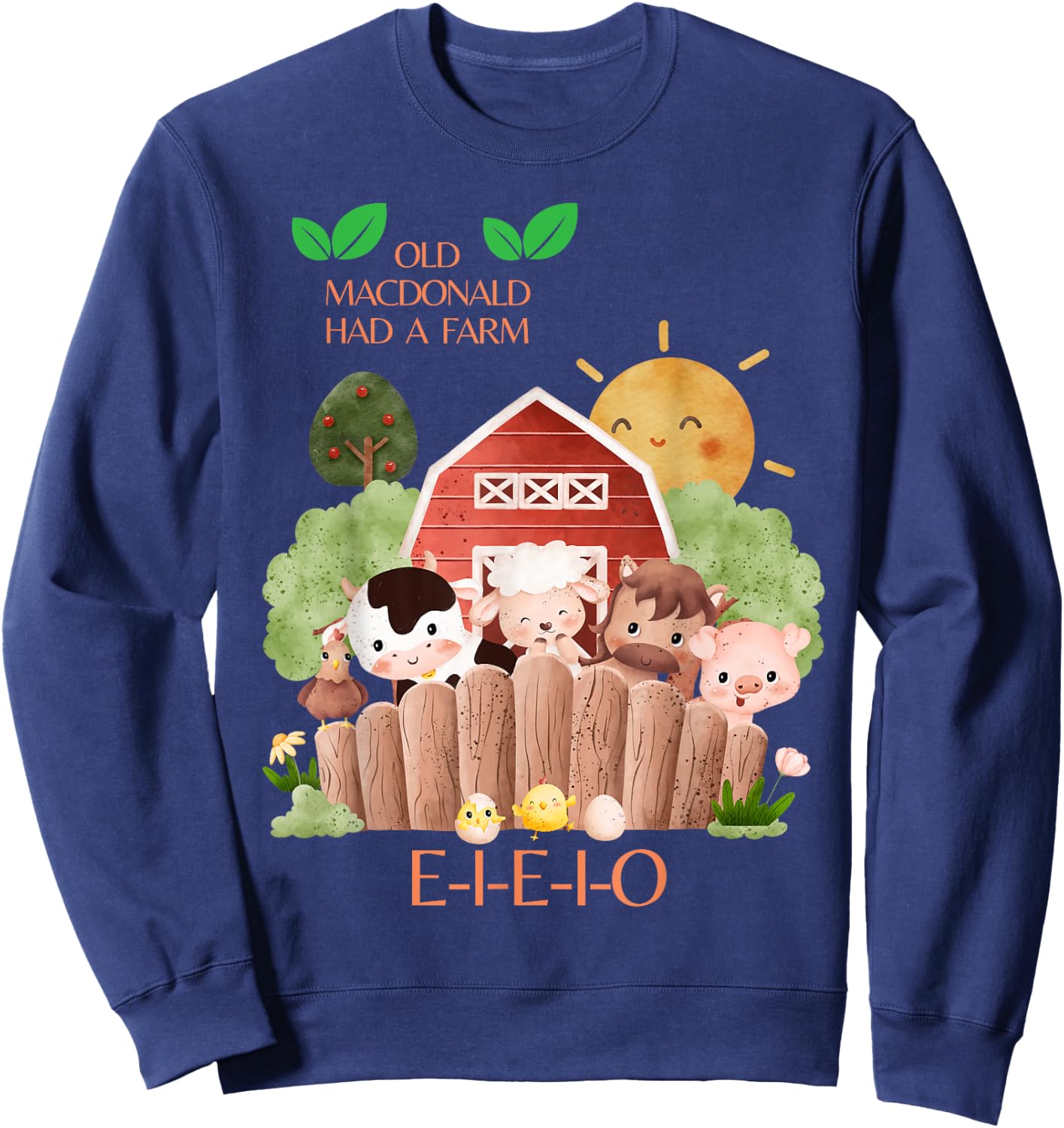 Old MacDonald Had a Farm E-I-E-I-O Boy Toddler Kids Birthday Sweatshirt - Sweatshirt | Navy