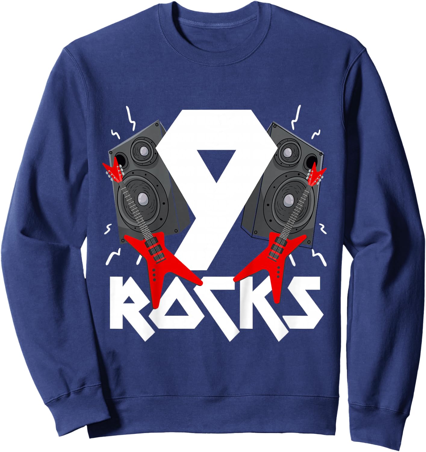 9 Rocks Birthday Party 9 Year Old Rock N Roll Star 9th Gift Sweatshirt - Sweatshirt | Navy