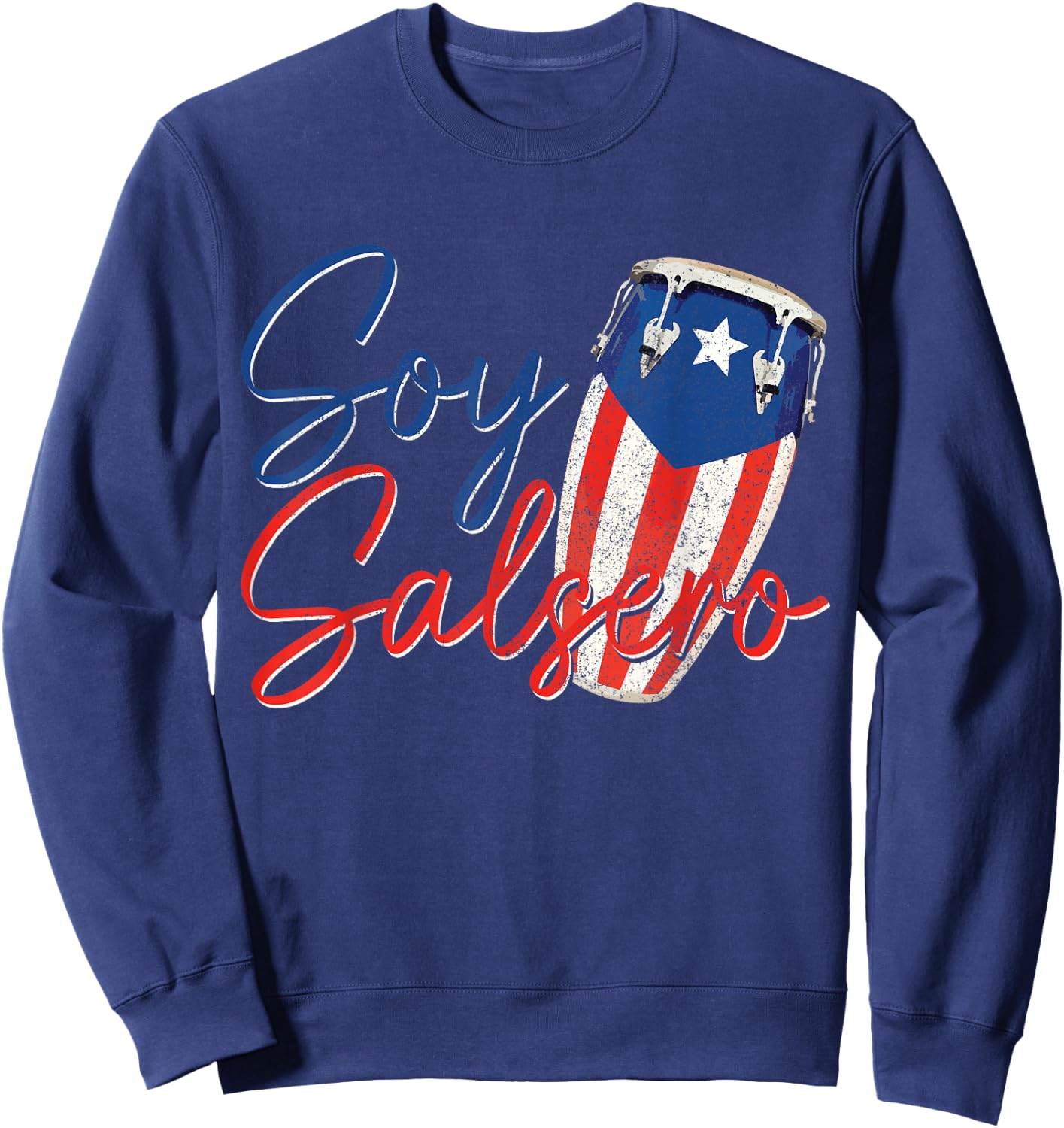 Puerto Rico Salsa Dancing Music Flag Caribbean Souvenir Sweatshirt - Sweatshirt | Navy