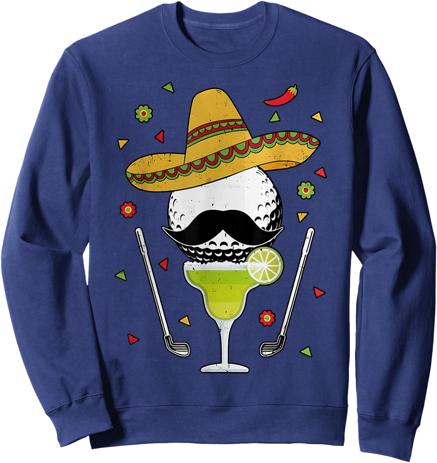 Cinco de Mayo Golf Bal With Sombrero and Margarita Golfer Sweatshirt - Sweatshirt | Navy
