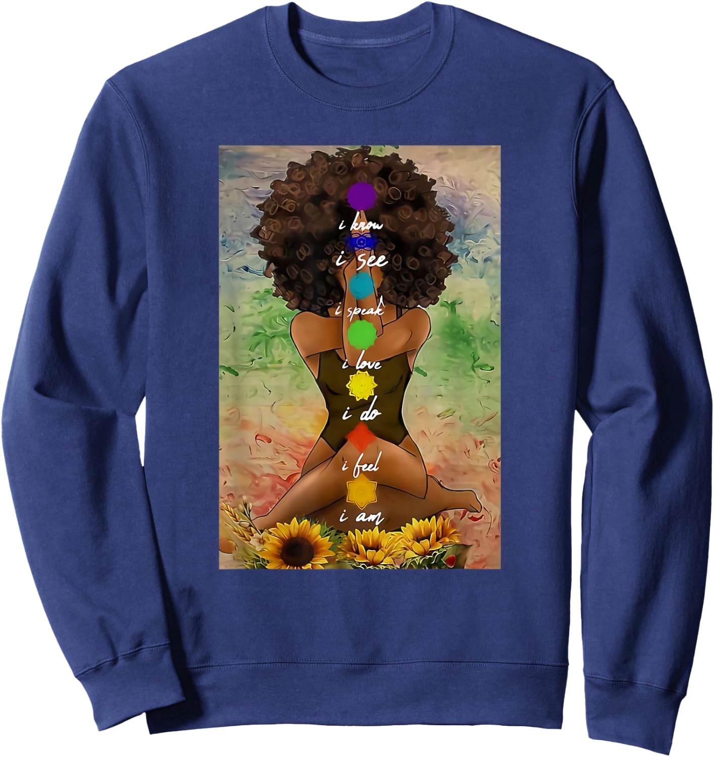 Yoga African American Wall Art Sweatshirt - Sweatshirt | Navy