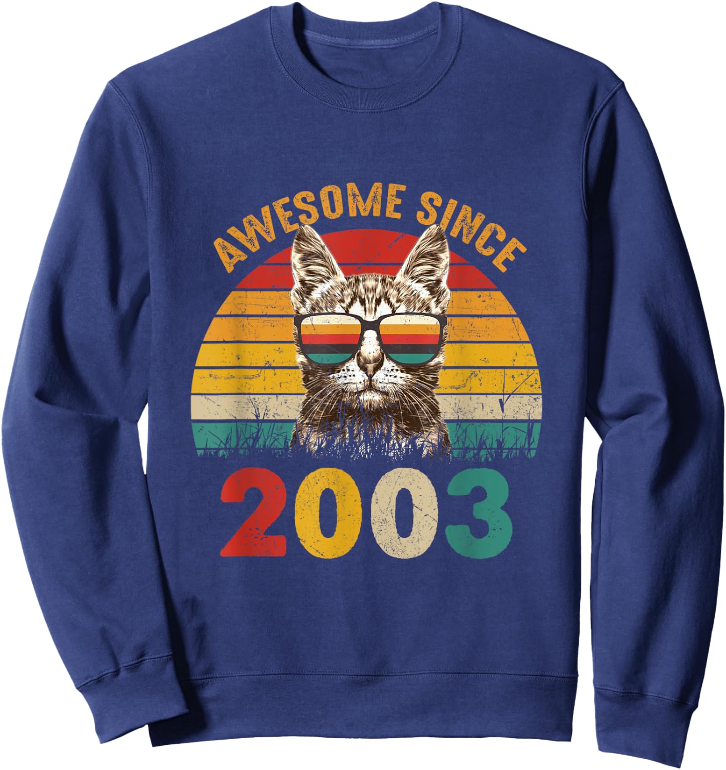 22nd Birthday Party 22 years old Cat Awesome Since 2003 Sweatshirt - Sweatshirt | Navy