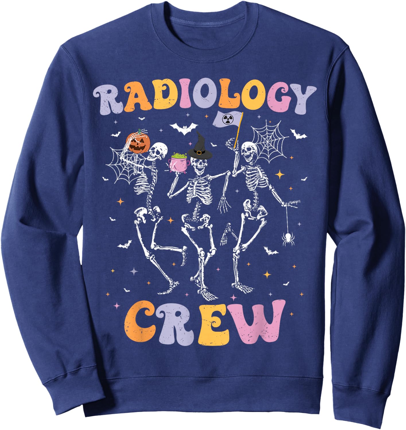 Dancing Skeleton Radiology Crew Halloween Spooky RAD Tech Sweatshirt - Sweatshirt | Navy