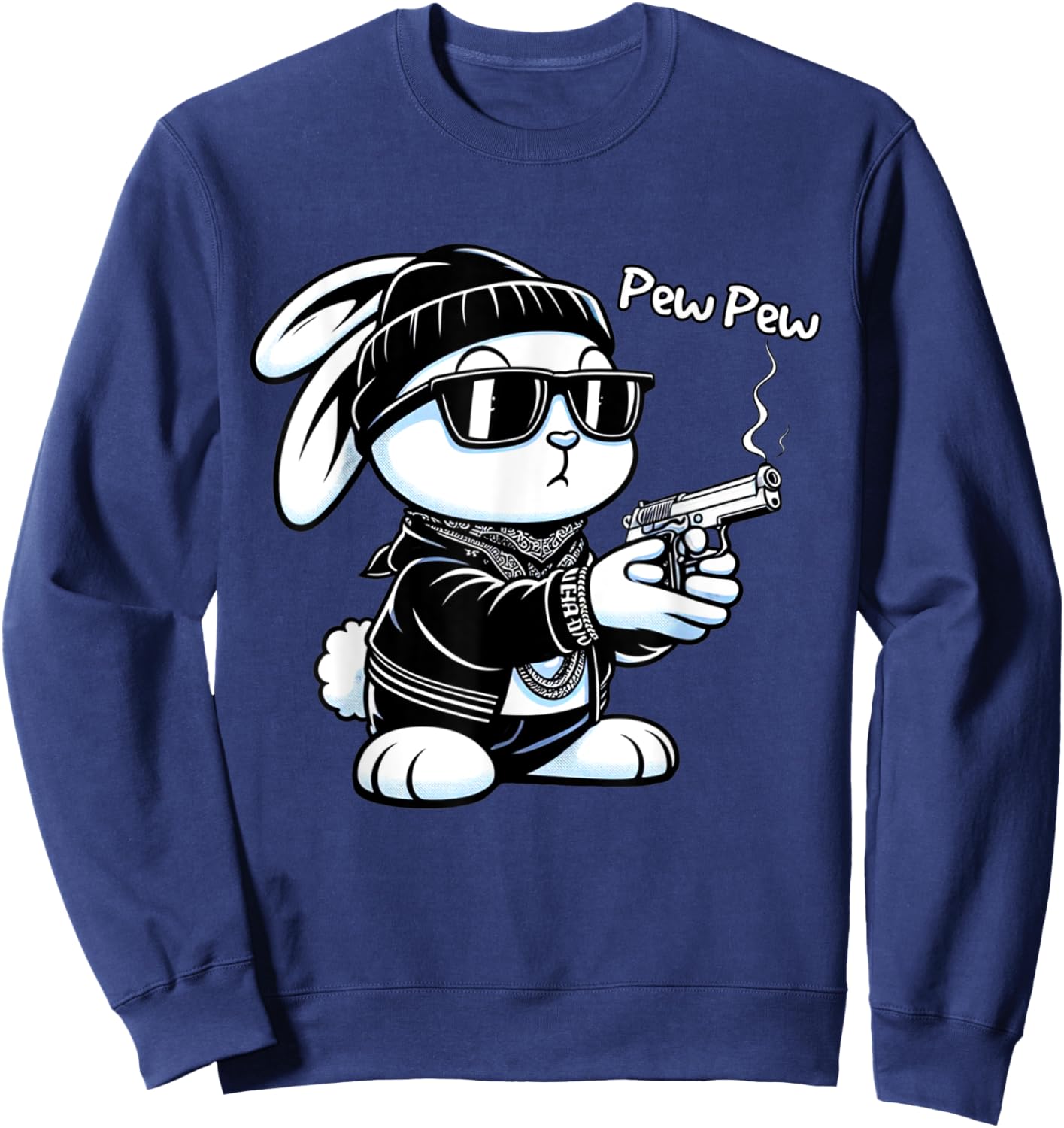 Thug Bunny Rabbit Gangster Rabbit With Gun Funny Rabbit Sweatshirt - Sweatshirt | Navy