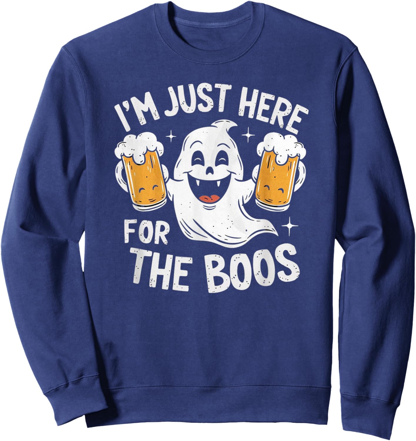 I'm Just Here For The Boos Funny Halloween Ghost Sweatshirt - Sweatshirt | Navy