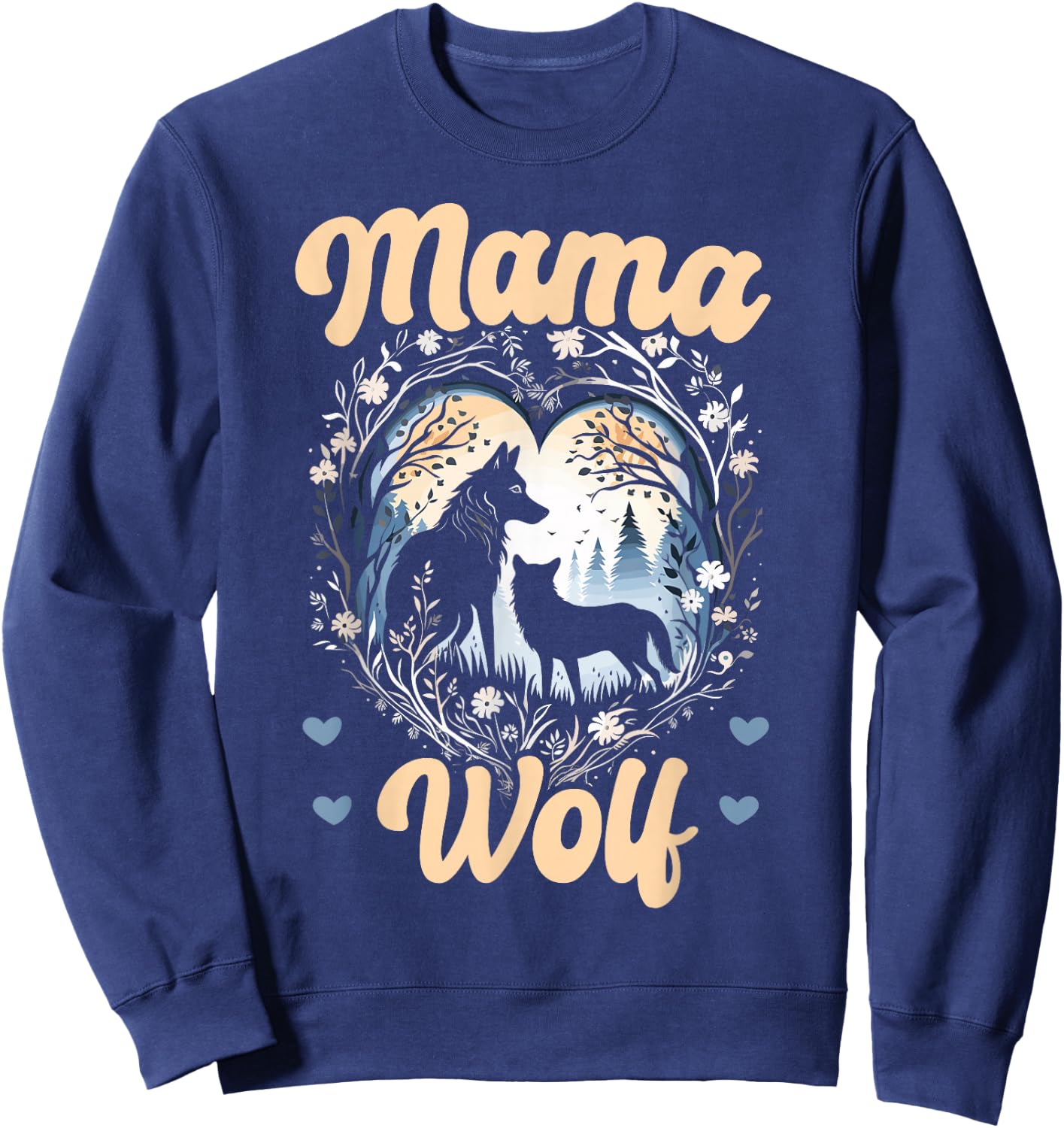 Wolf Lover Mothers Day SteMi Apparel Wolf Pack Wolfgang Wildlife Animal Mama Wolf Sweatshirt - Sweatshirt | Navy
