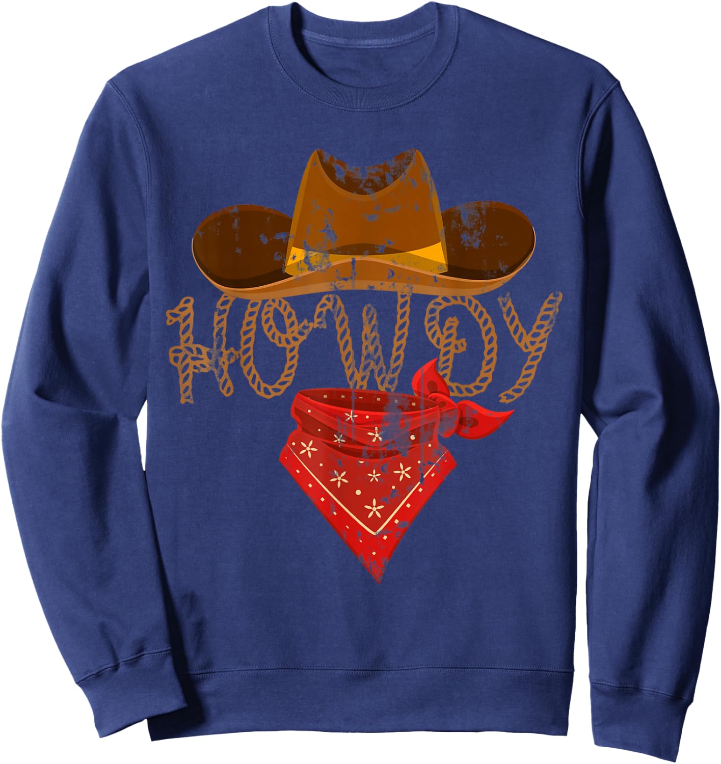 Western Cowboy Howdy - Classic Fit, Short Sleeve, Black Polyester & Cotton Sweatshirt - Sweatshirt | Navy