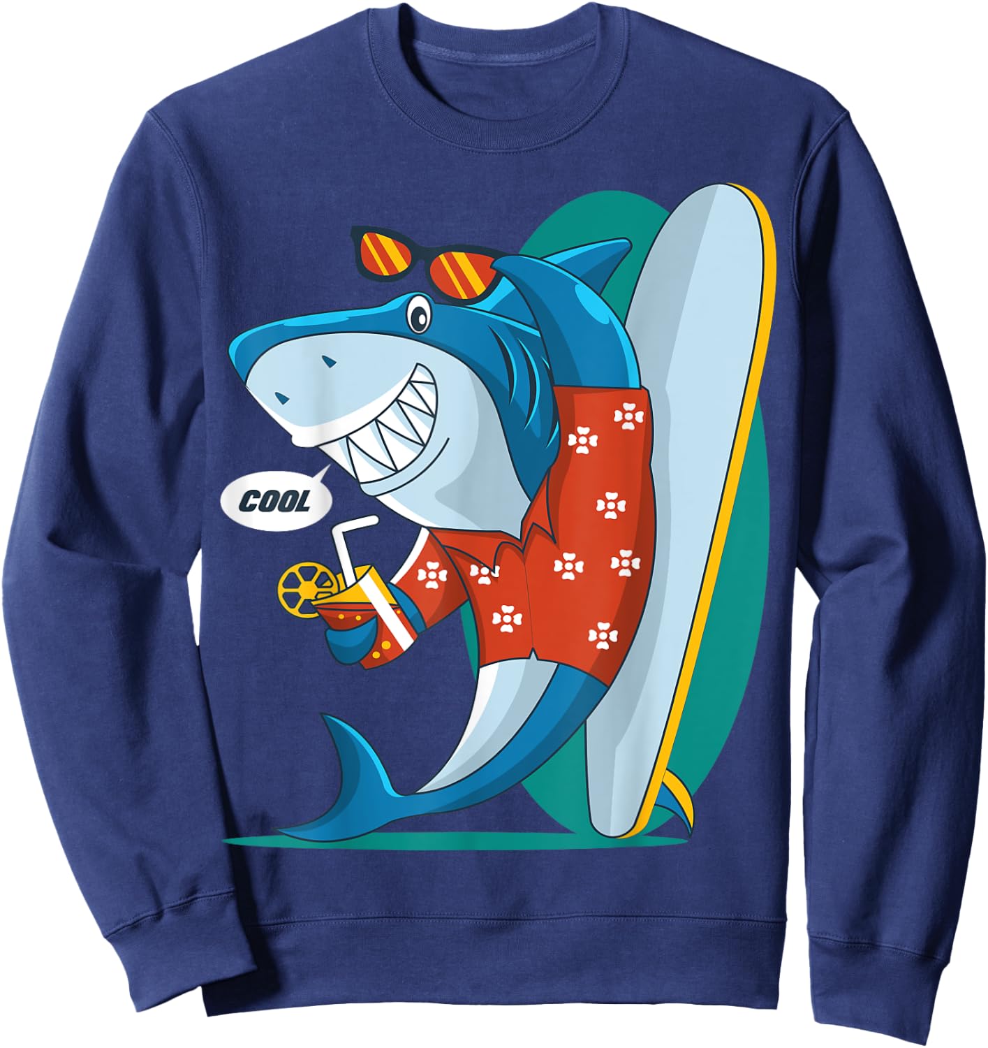 Cool Shark Surfing Design Sweatshirt - Sweatshirt | Navy