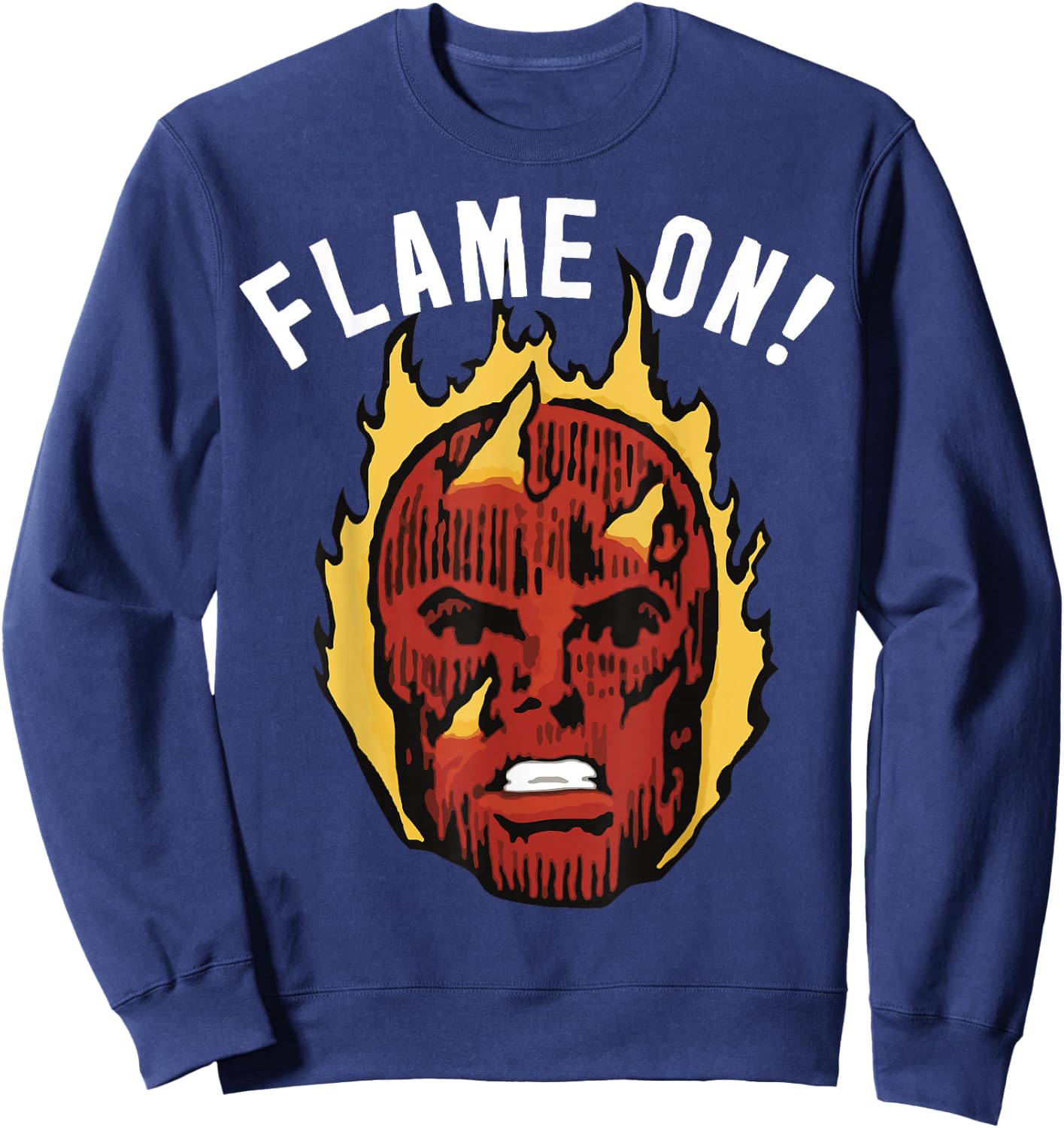 Marvel Fantastic Four The Human Torch Flame On Portrait Sweatshirt - Sweatshirt | Navy