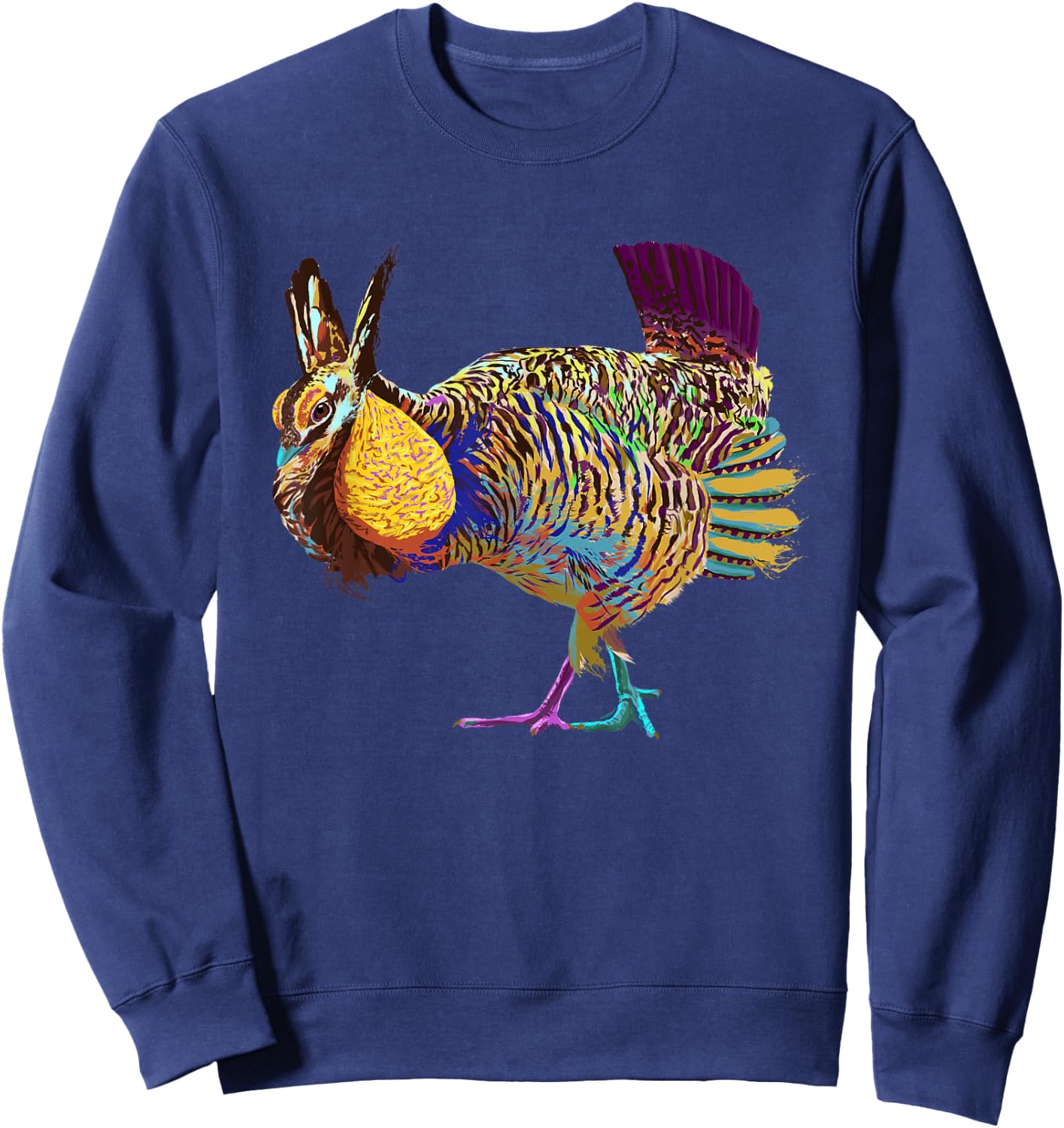 Colorful Prairie Chicken Sweatshirt - Sweatshirt | Navy