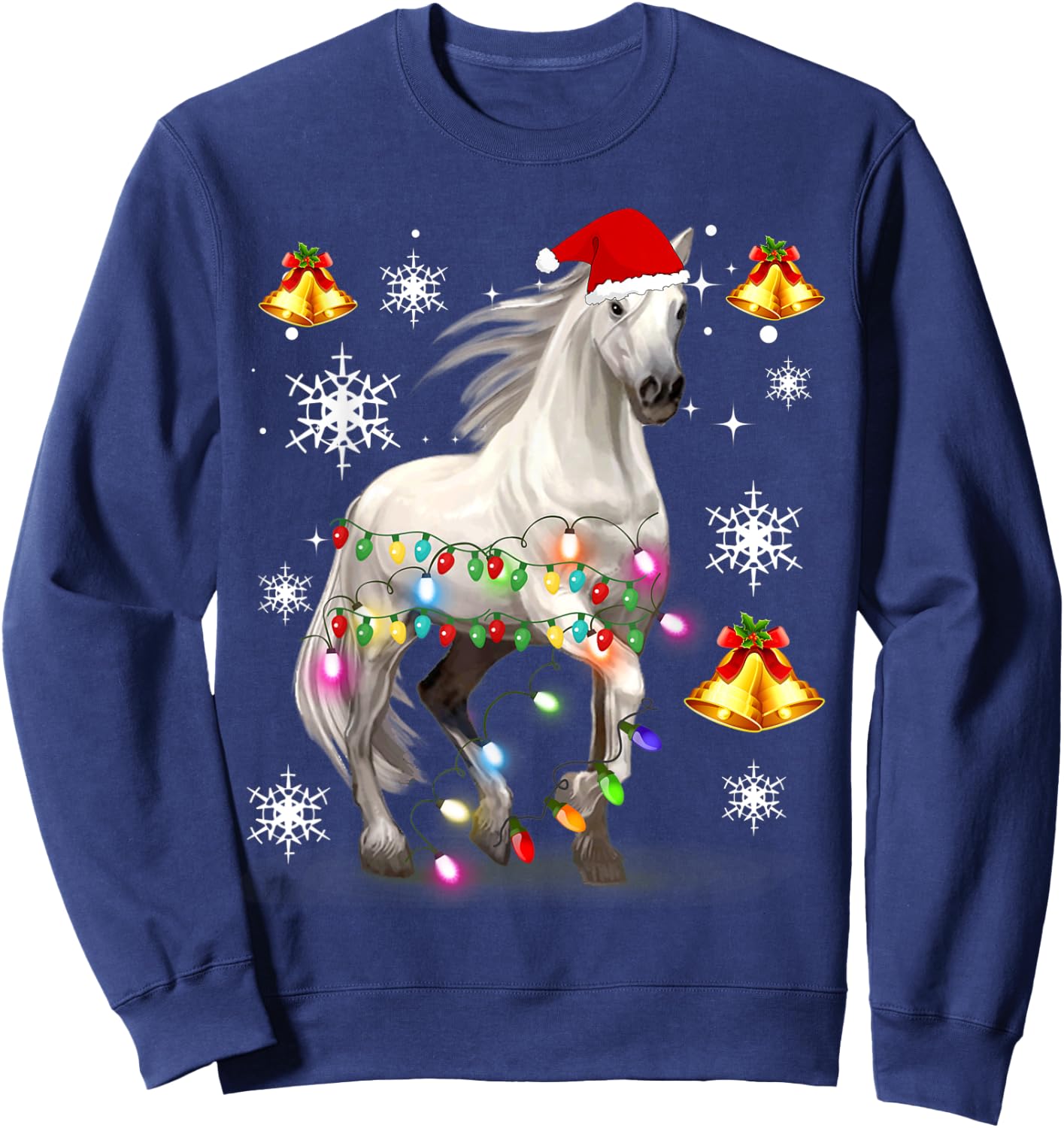 Christmas Lights Horse Sweatshirt - Sweatshirt | Navy