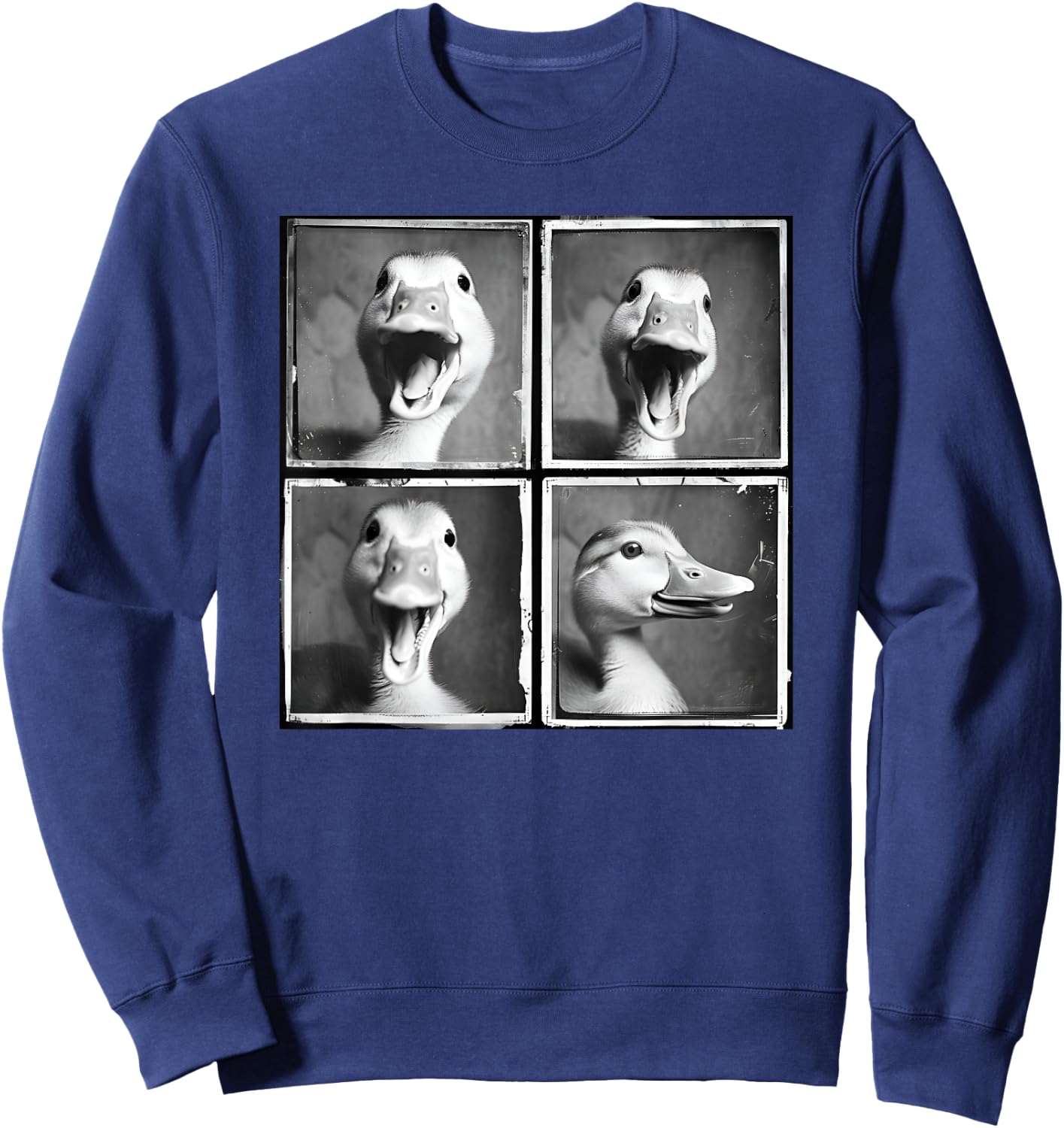 Happy Duck Face Quirky Farm Duckling Funny Duck Lover Sweatshirt - Sweatshirt | Navy