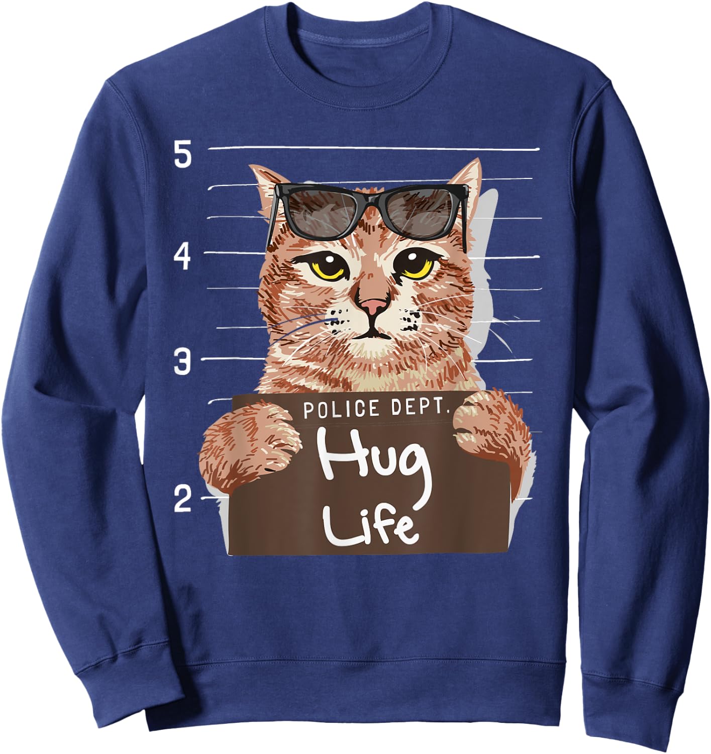 Hug Life Funny Cat Thug Gangster Police Dept kitten kitteh Women Sweatshirt - Sweatshirt | Navy