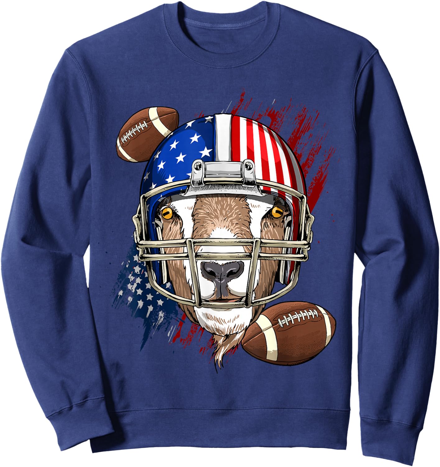 Goat American Football Goat Lovers USA Flag Sweatshirt - Sweatshirt | Navy