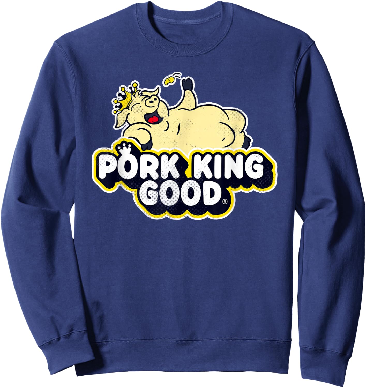 Pork King Good 70's Throwback Pig Logo Sweatshirt - Sweatshirt | Navy