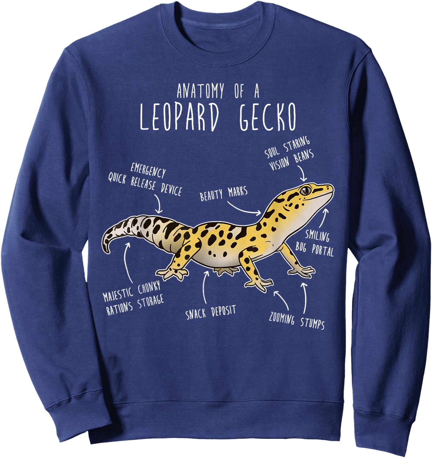 Anatomy of a Leopard Gecko, Funny Pet Reptile Lizard Lover Sweatshirt - Sweatshirt | Navy
