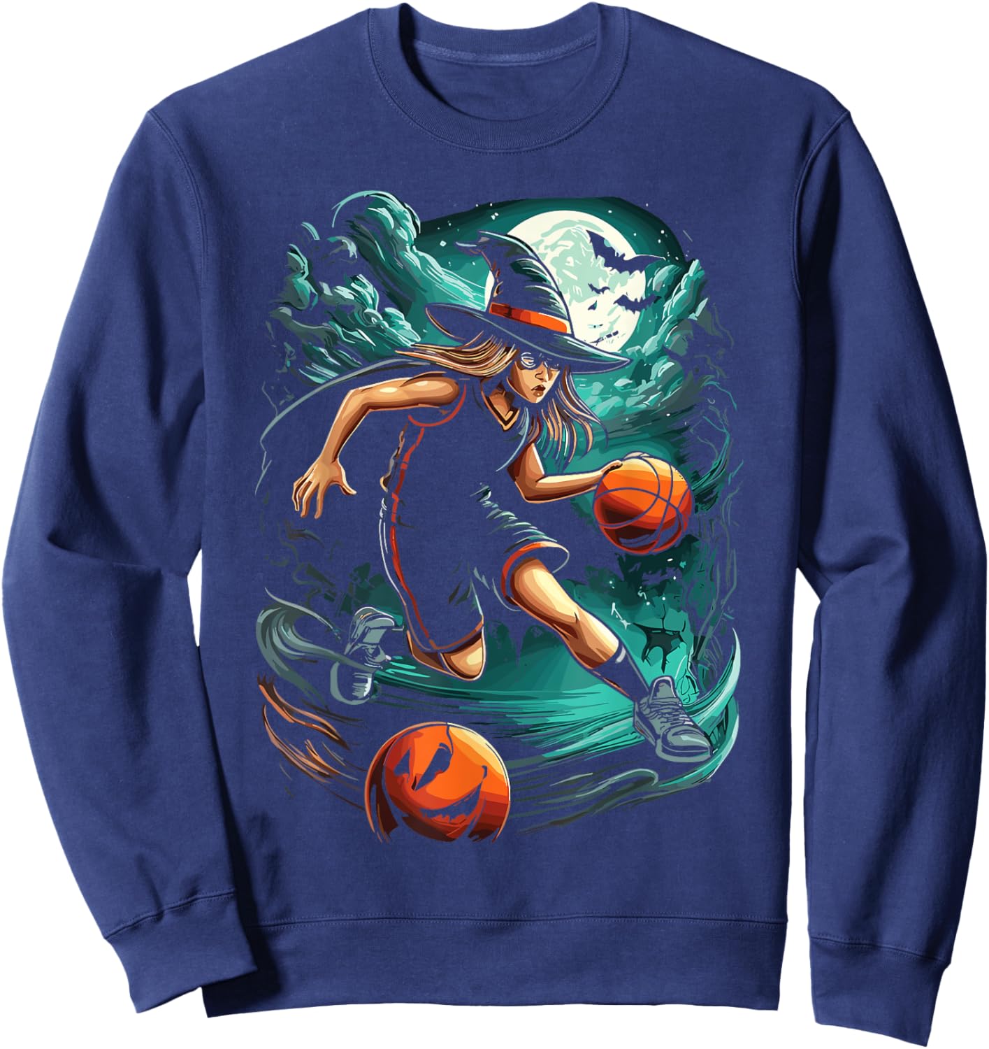 Ball Game Basketball Halloween Witch Sweatshirt - Sweatshirt | Navy