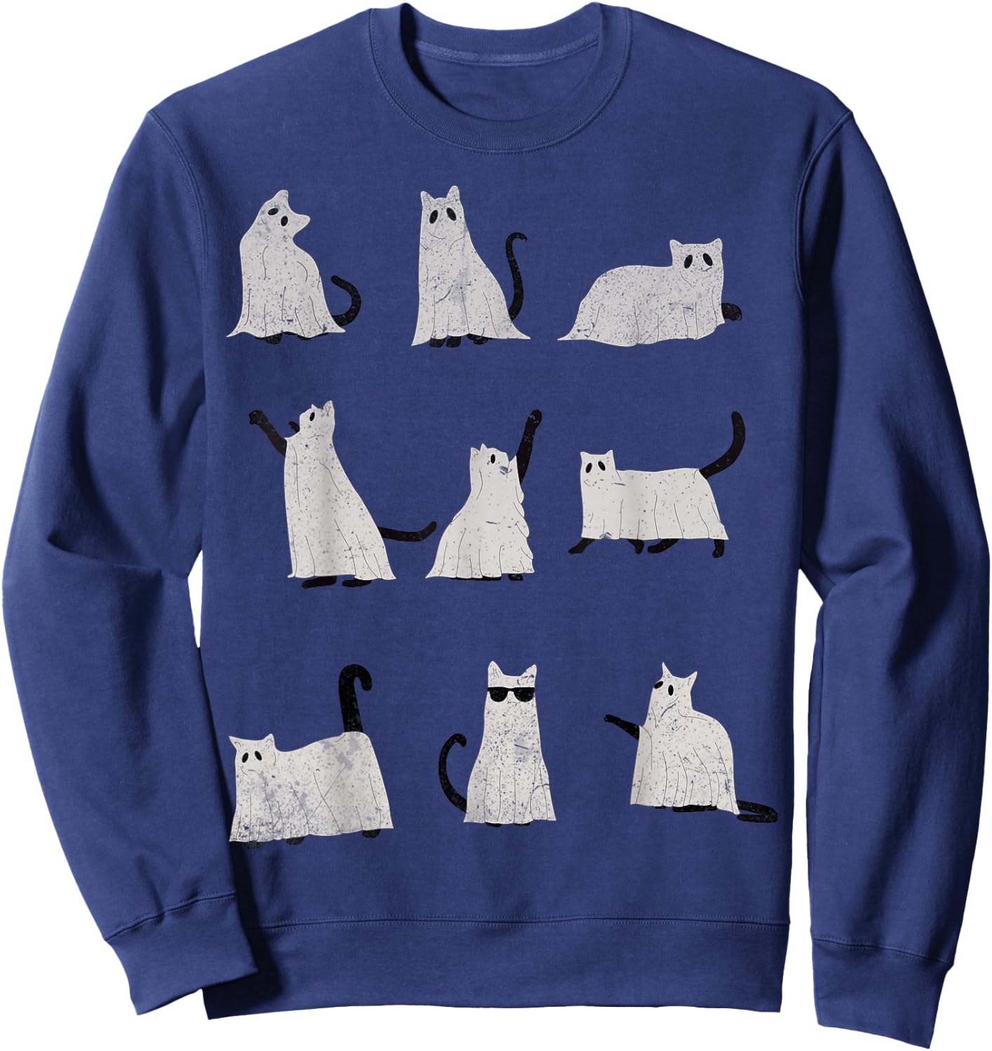 Scary Boo Cute Ghost Cat Kitty Vintage Halloween Costume Women Kids Sweatshirt - Sweatshirt | Navy