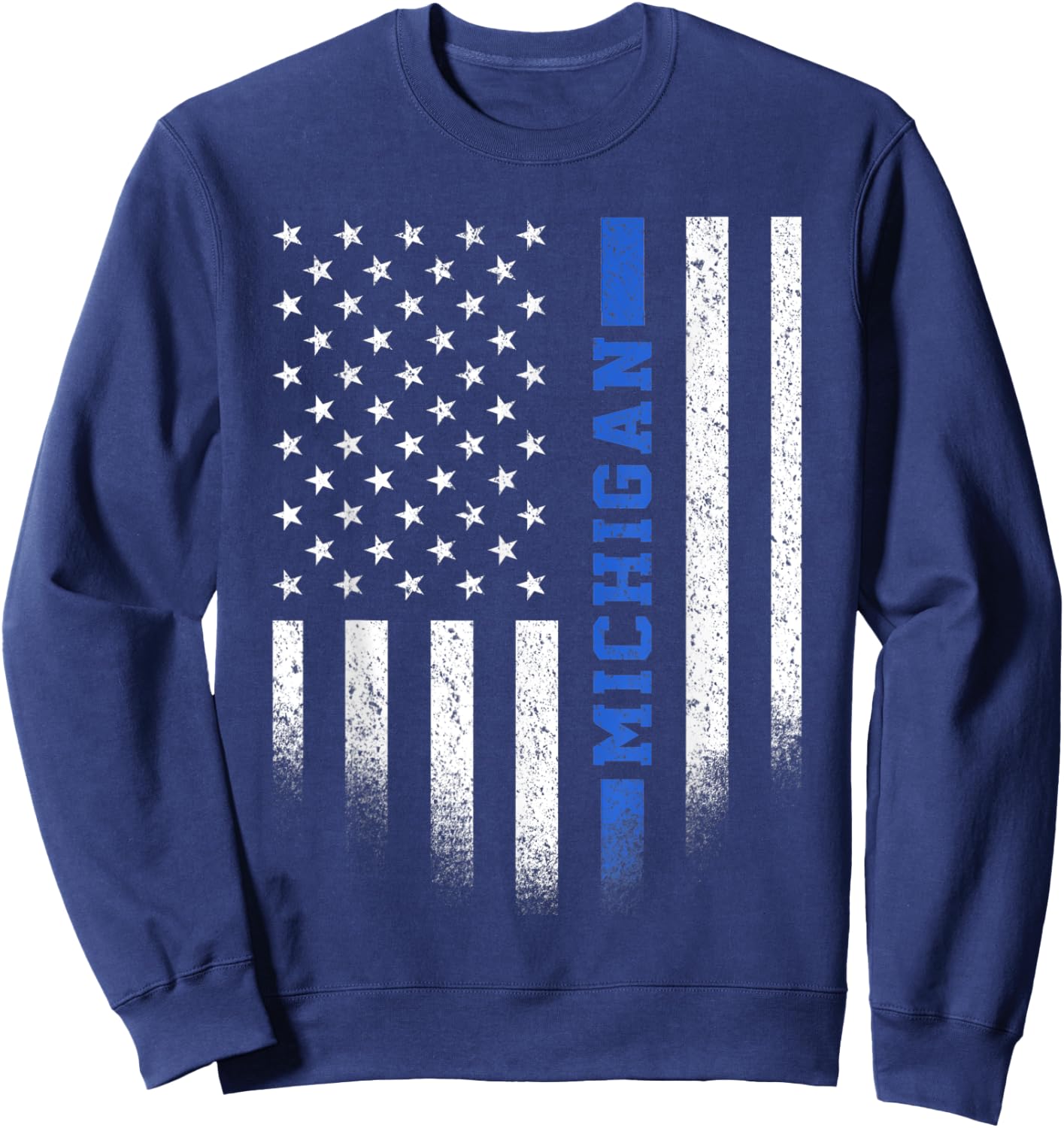 Michigan Blue Line US Flag State MI Police Officer Sweatshirt - Sweatshirt | Navy
