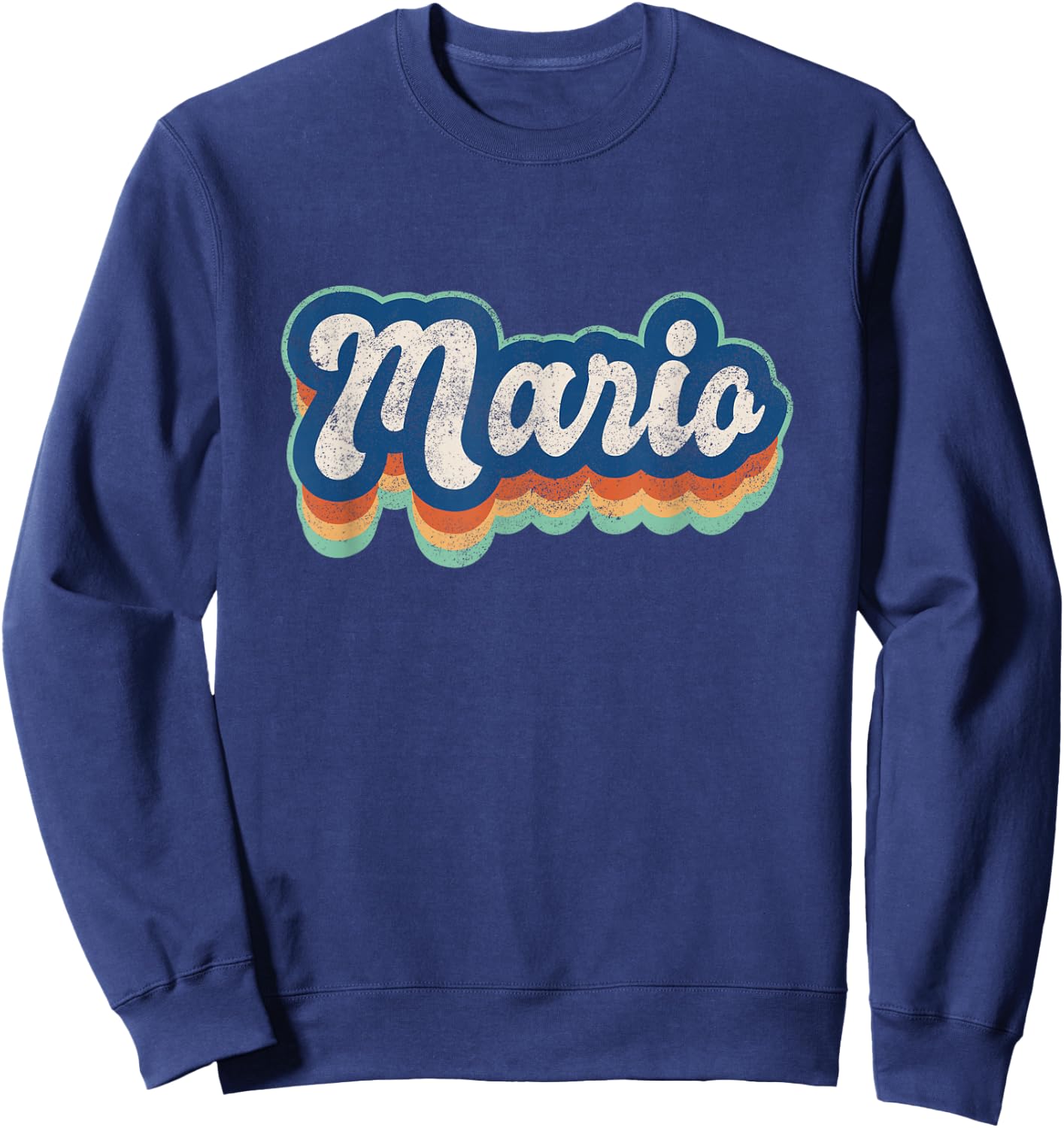 Mario First Name Boy Vintage Style 70s 80s Personalized Sweatshirt - Sweatshirt | Navy