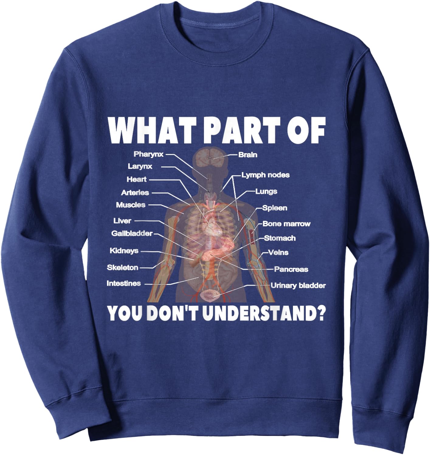 What Part Of Don't You Understand | Medical Anatomy Human Sweatshirt - Sweatshirt | Navy