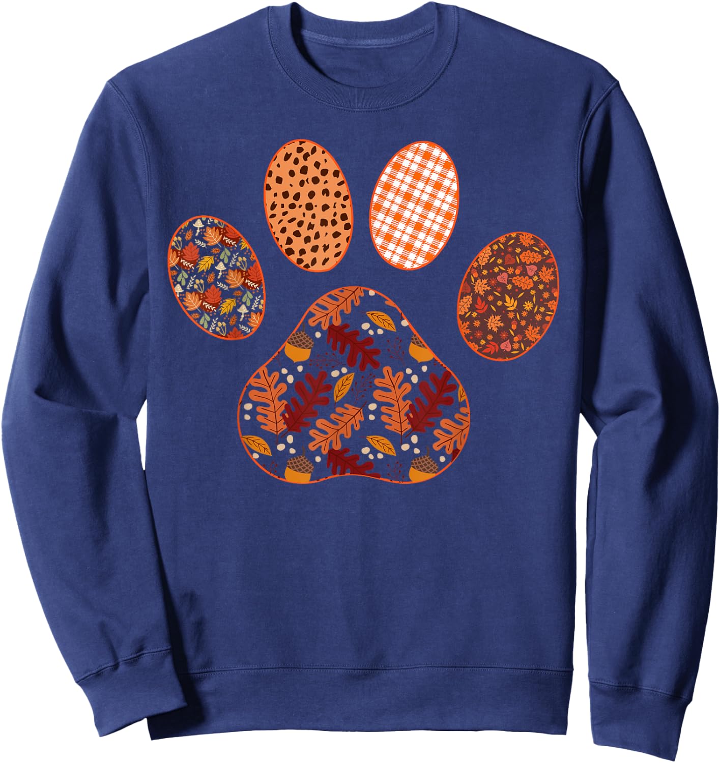Paw Print Thanksgiving Dog Candy Fall Ghost Women Girls Kids Sweatshirt - Sweatshirt | Navy